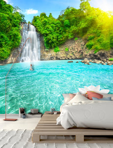 PVC Fototapete Waterfall – ECO Wandbild Selbstklebende Tapete – 3D Vinyl Wandsticker XXL  SW195 - life-decor.de