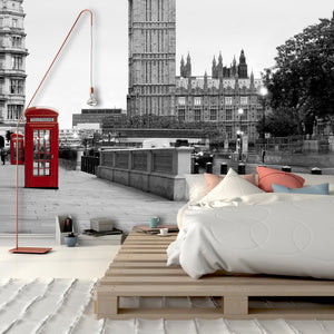 PVC Fototapete Red phone in London – ECO Wandbild Selbstklebende Tapete – 3D Vinyl Wandsticker XXL  SW035 - life-decor.de