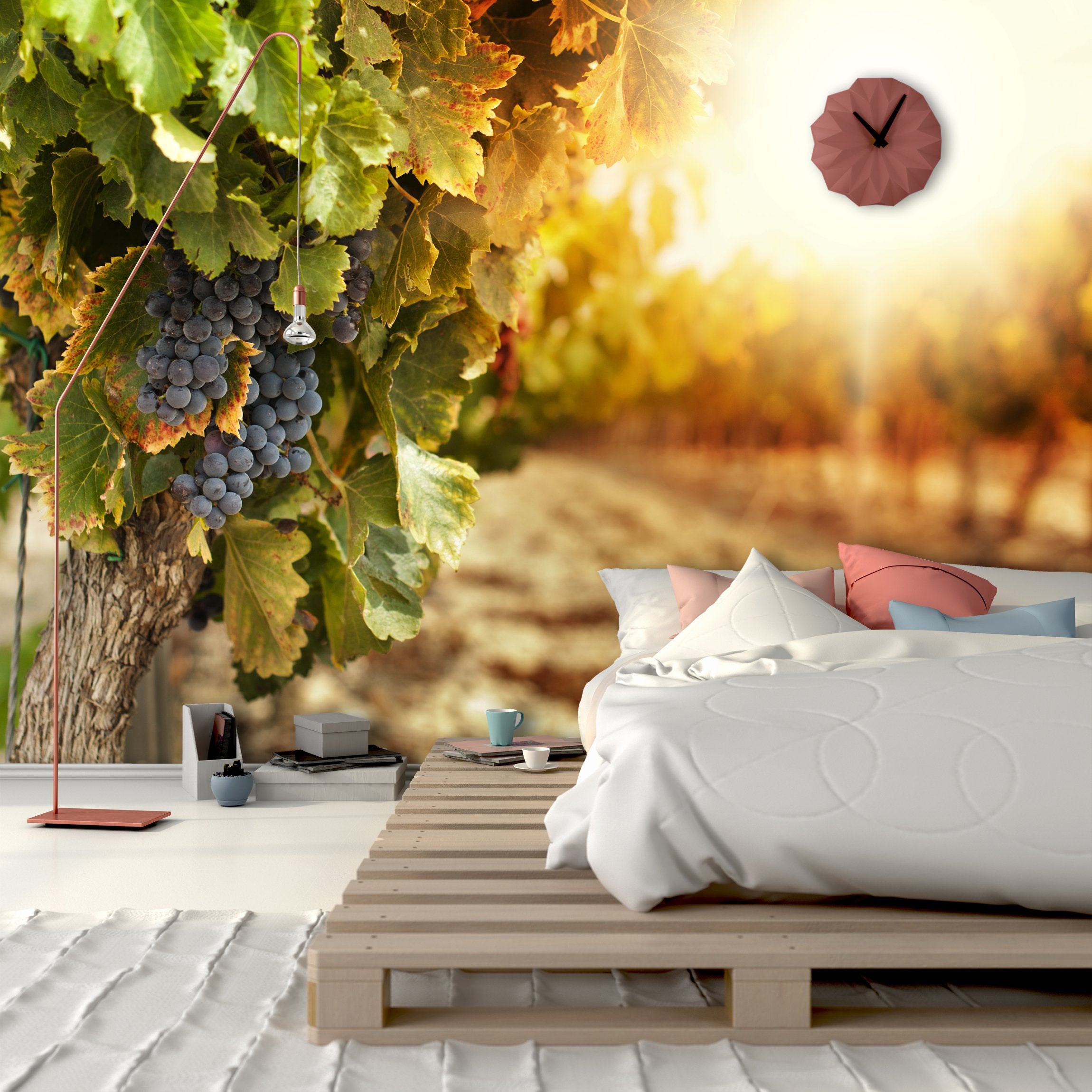 PVC Fototapete Vineyards At Sunset - ECO Wandbild Selbstklebende Tapete - 3D Vinyl Wandsticker XXL  SW269