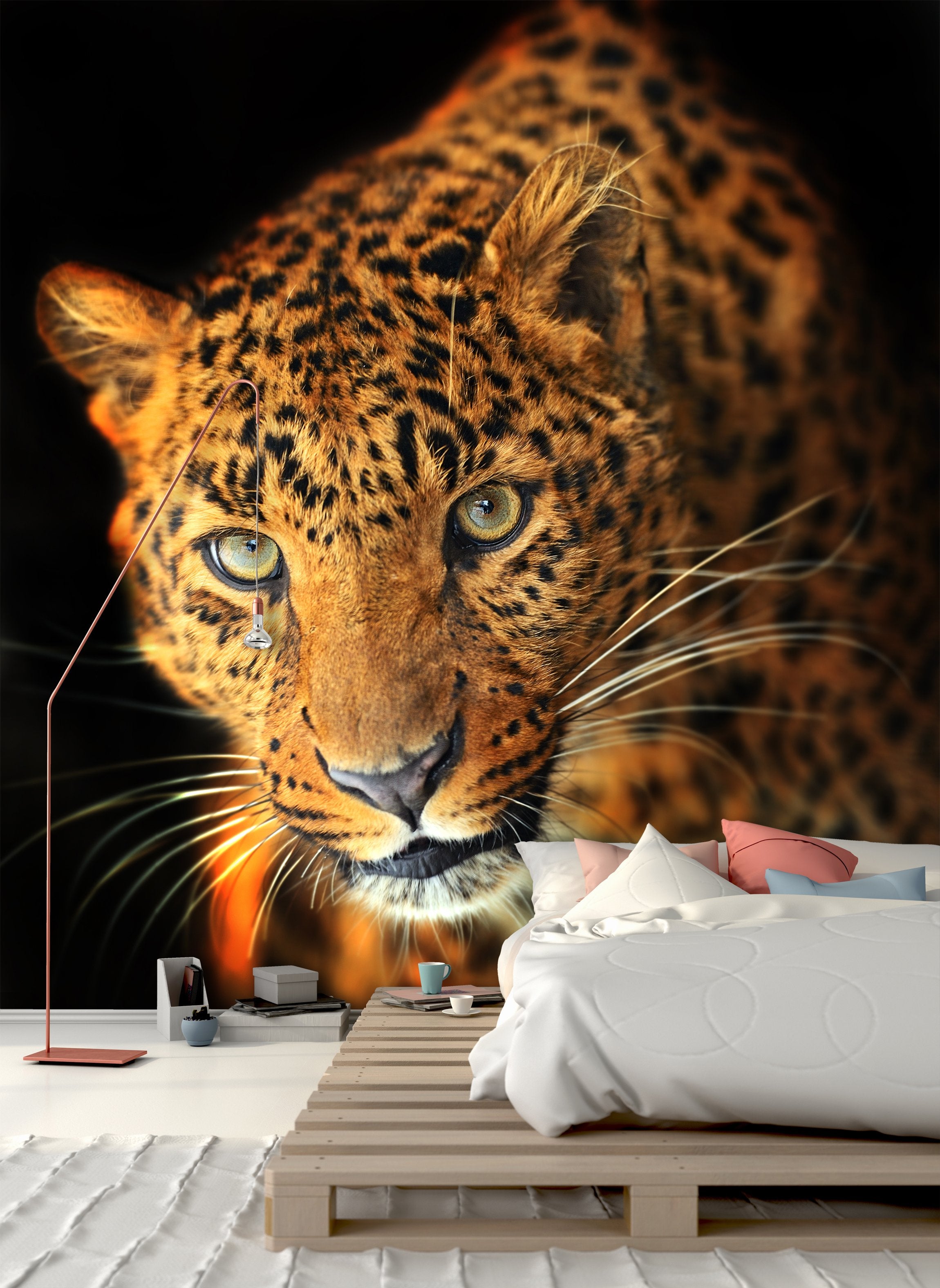 PVC Fototapete Leopard - ECO Wandbild Selbstklebende Tapete - 3D Vinyl Wandsticker XXL  SW046