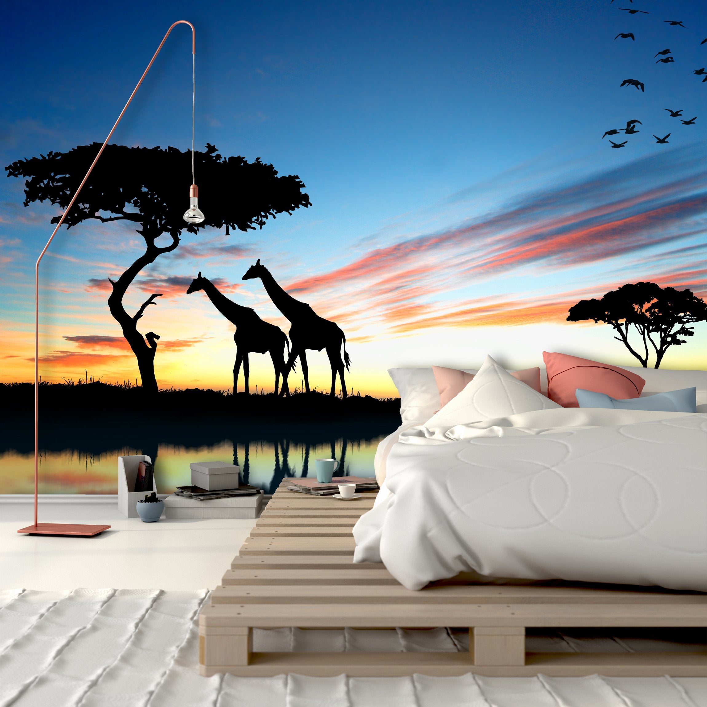 PVC Fototapete Safari in Africa - ECO Wandbild Selbstklebende Tapete - 3D Vinyl Wandsticker XXL  SW045