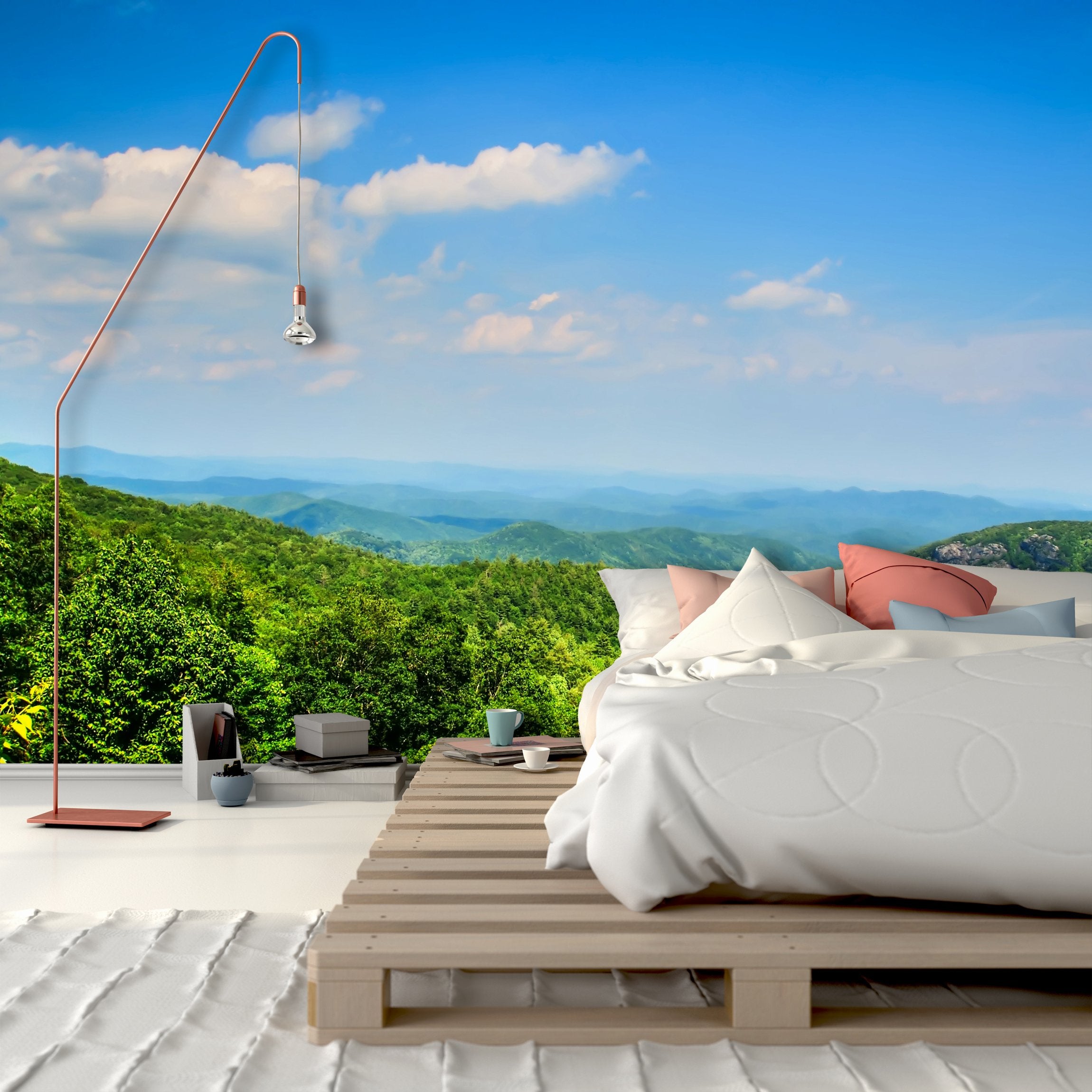 PVC Fototapete Smokey Mountains - ECO Wandbild Selbstklebende Tapete - 3D Vinyl Wandsticker XXL  SW285