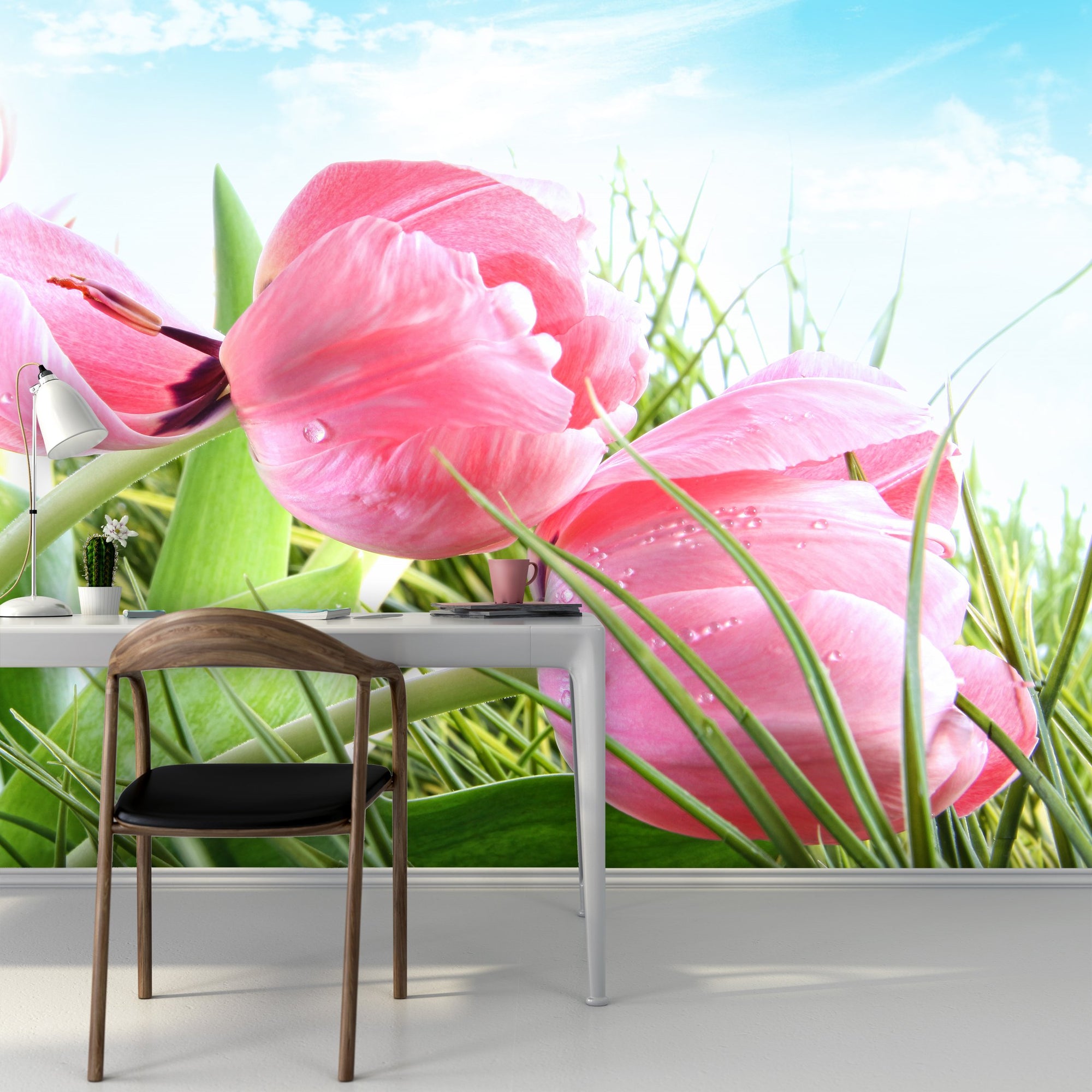 PVC Fototapete Spring Tulips – ECO Wandbild Selbstklebende Tapete – 3D Vinyl Wandsticker XXL  SW101 - life-decor.de