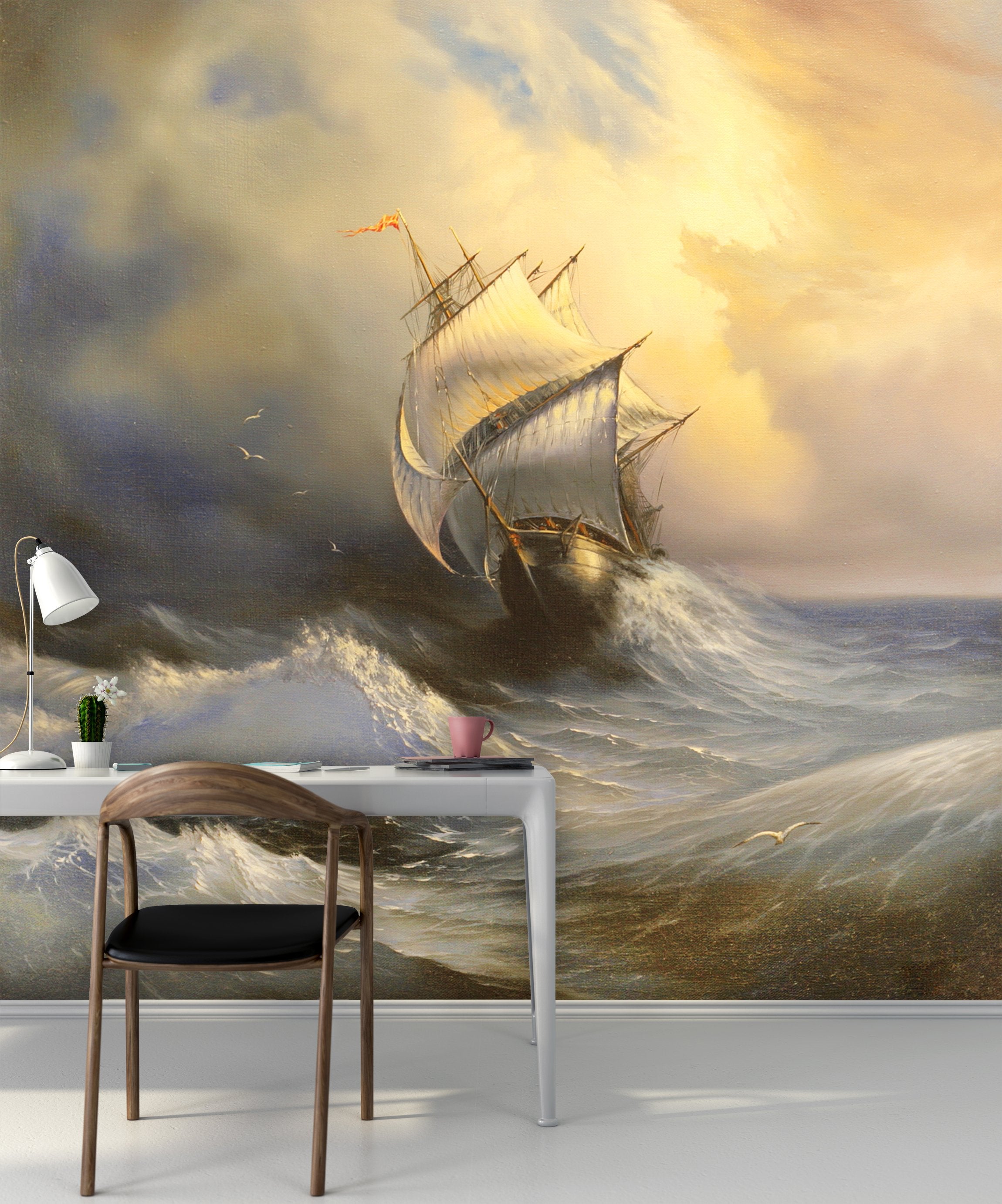 PVC Fototapete Stormy Sea - ECO Wandbild Selbstklebende Tapete - 3D Vinyl Wandsticker XXL  SW188