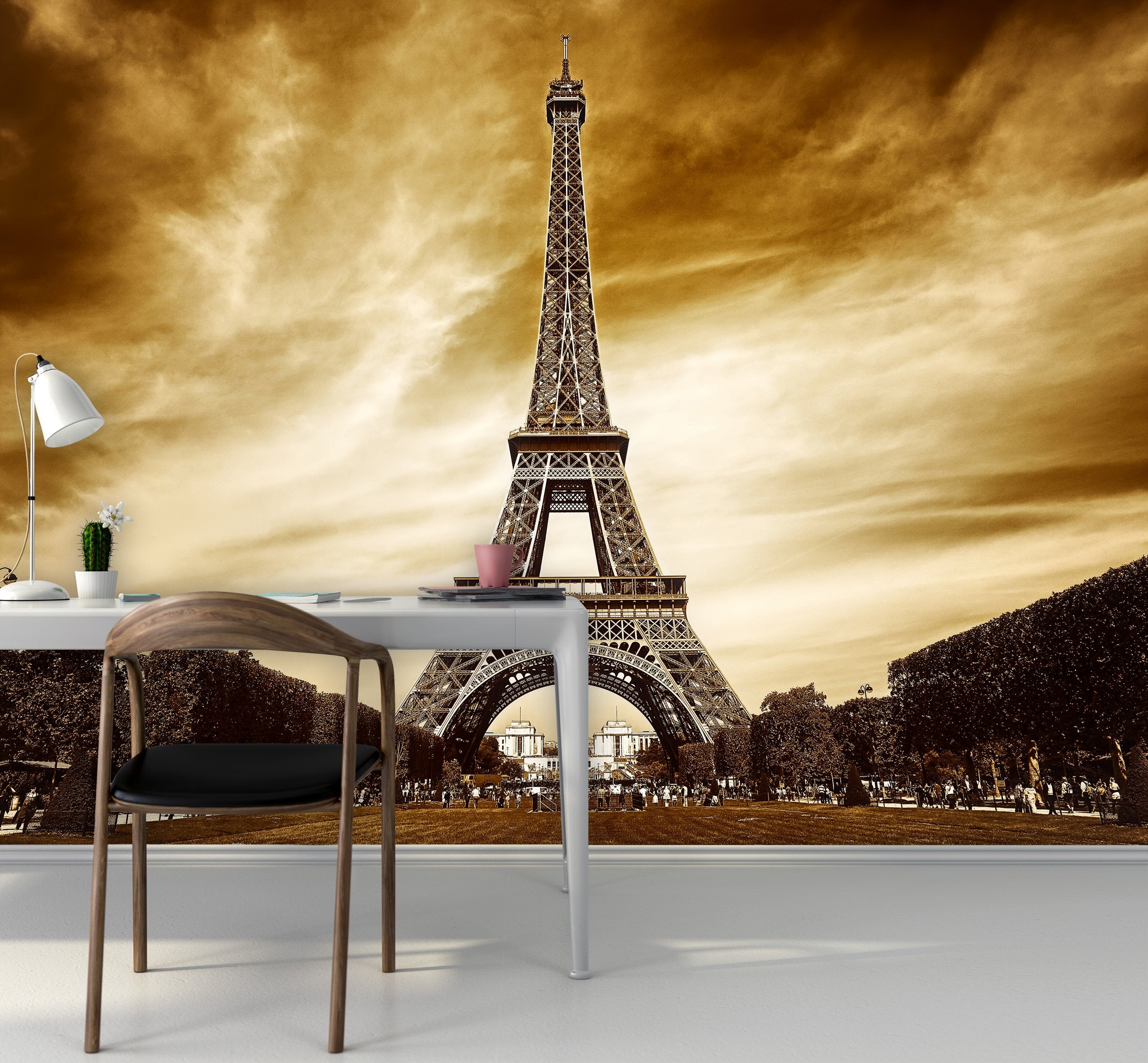 PVC Fototapete Eiffel Tower In Paris - ECO Wandbild Selbstklebende Tapete - 3D Vinyl Wandsticker XXL  SW130
