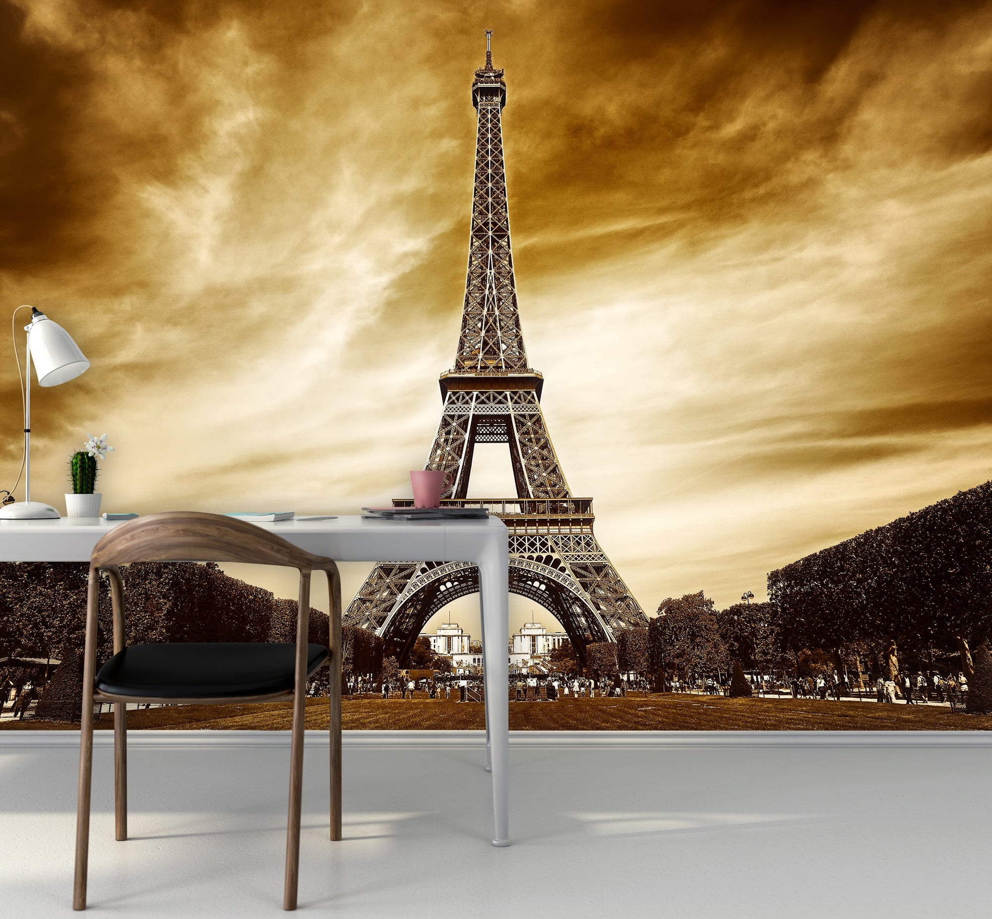 PVC Fototapete Eiffel Tower In Paris – ECO Wandbild Selbstklebende Tapete – 3D Vinyl Wandsticker XXL  SW130 - life-decor.de