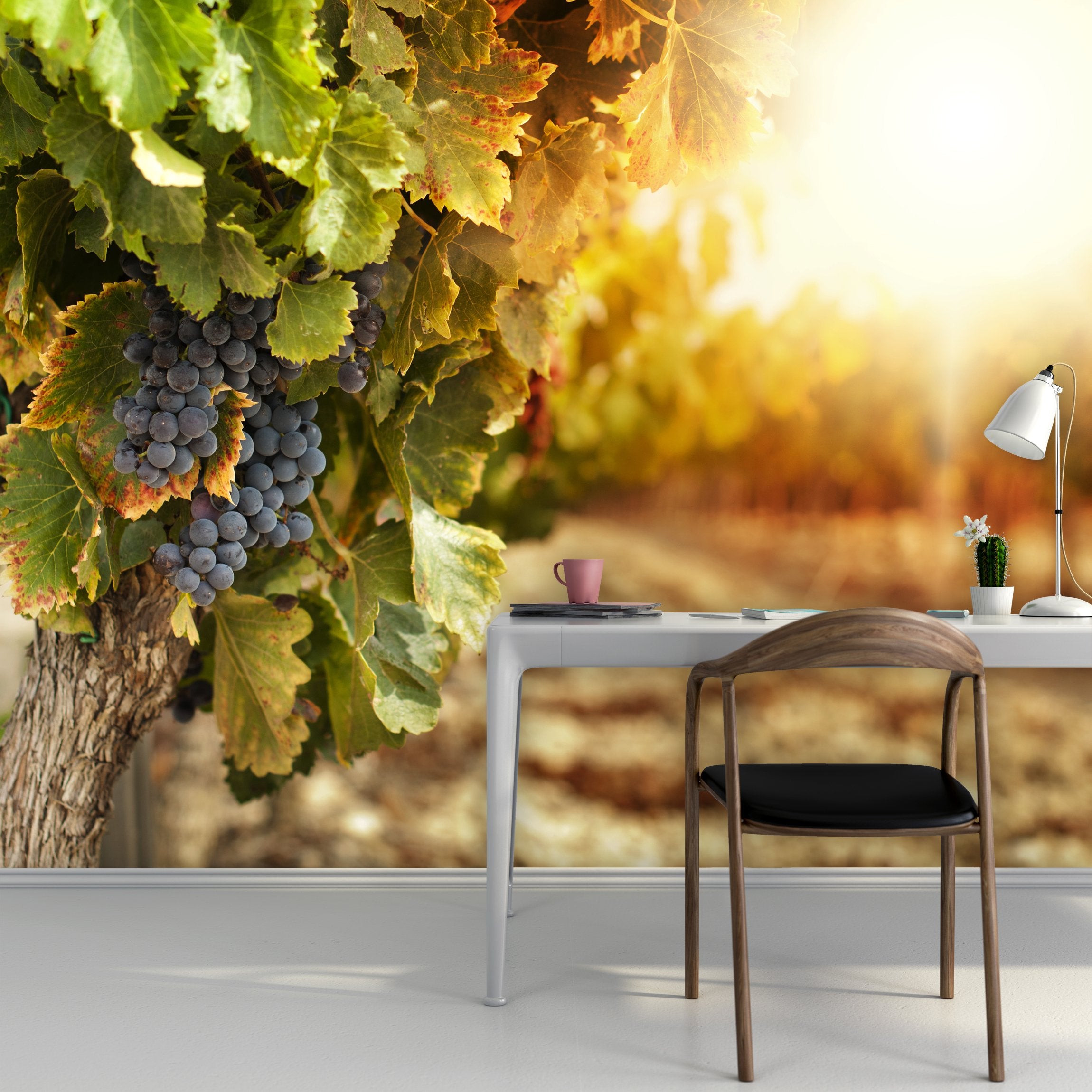 PVC Fototapete Vineyards At Sunset - ECO Wandbild Selbstklebende Tapete - 3D Vinyl Wandsticker XXL  SW269
