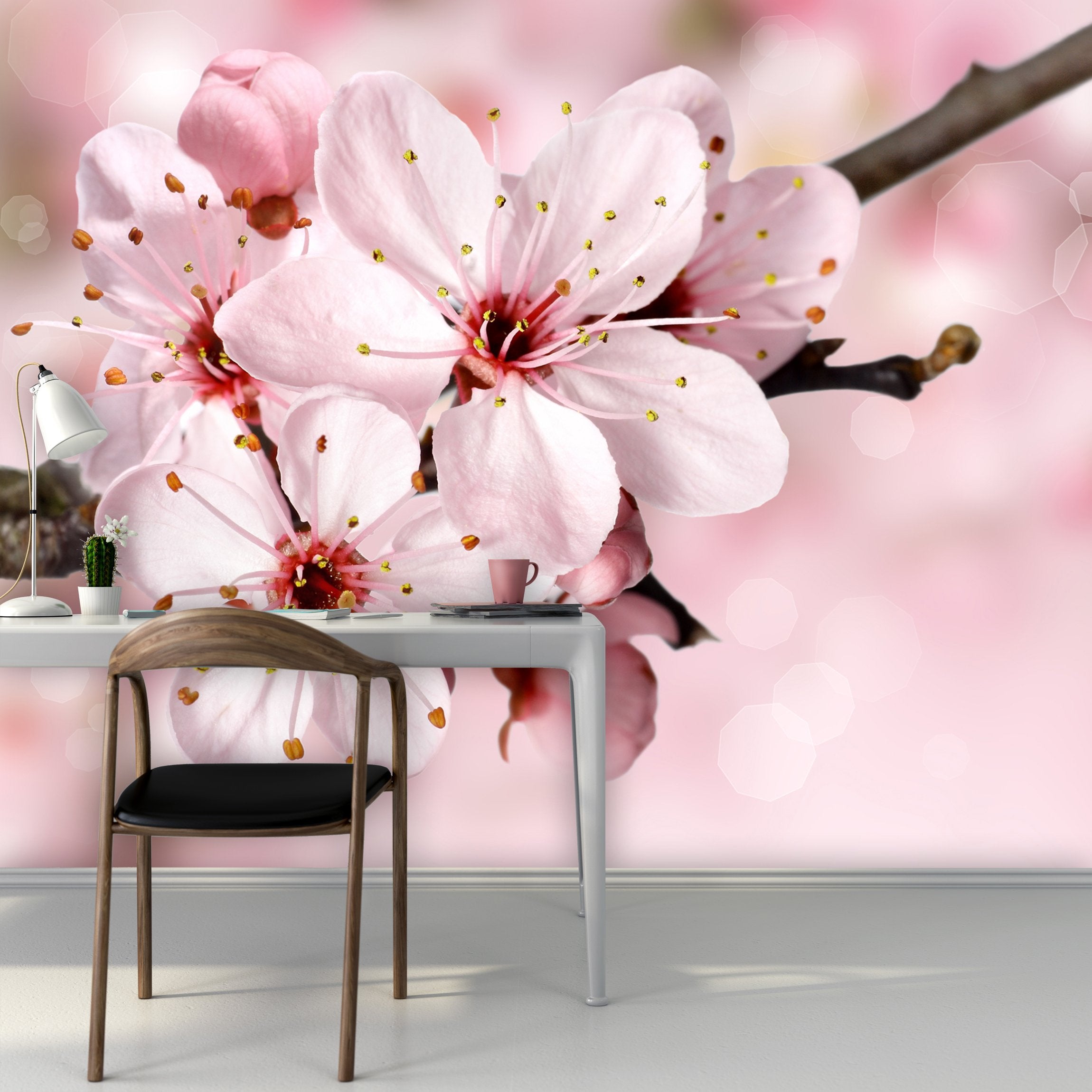 PVC Fototapete Blue Spring Blossom - ECO Wandbild Selbstklebende Tapete - 3D Vinyl Wandsticker XXL  SW016