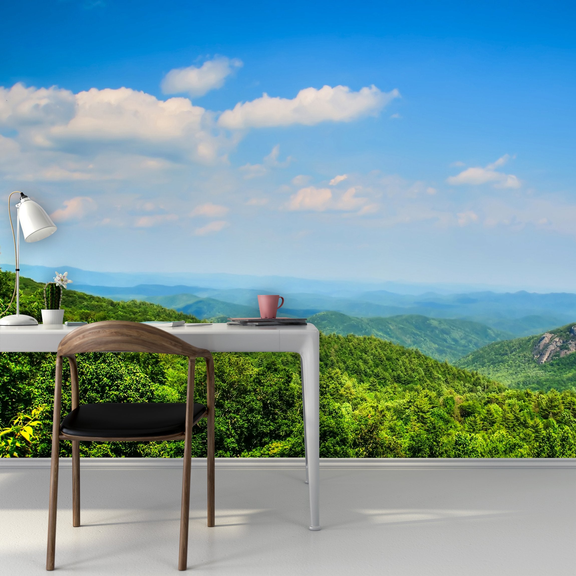 PVC Fototapete Smokey Mountains - ECO Wandbild Selbstklebende Tapete - 3D Vinyl Wandsticker XXL  SW285