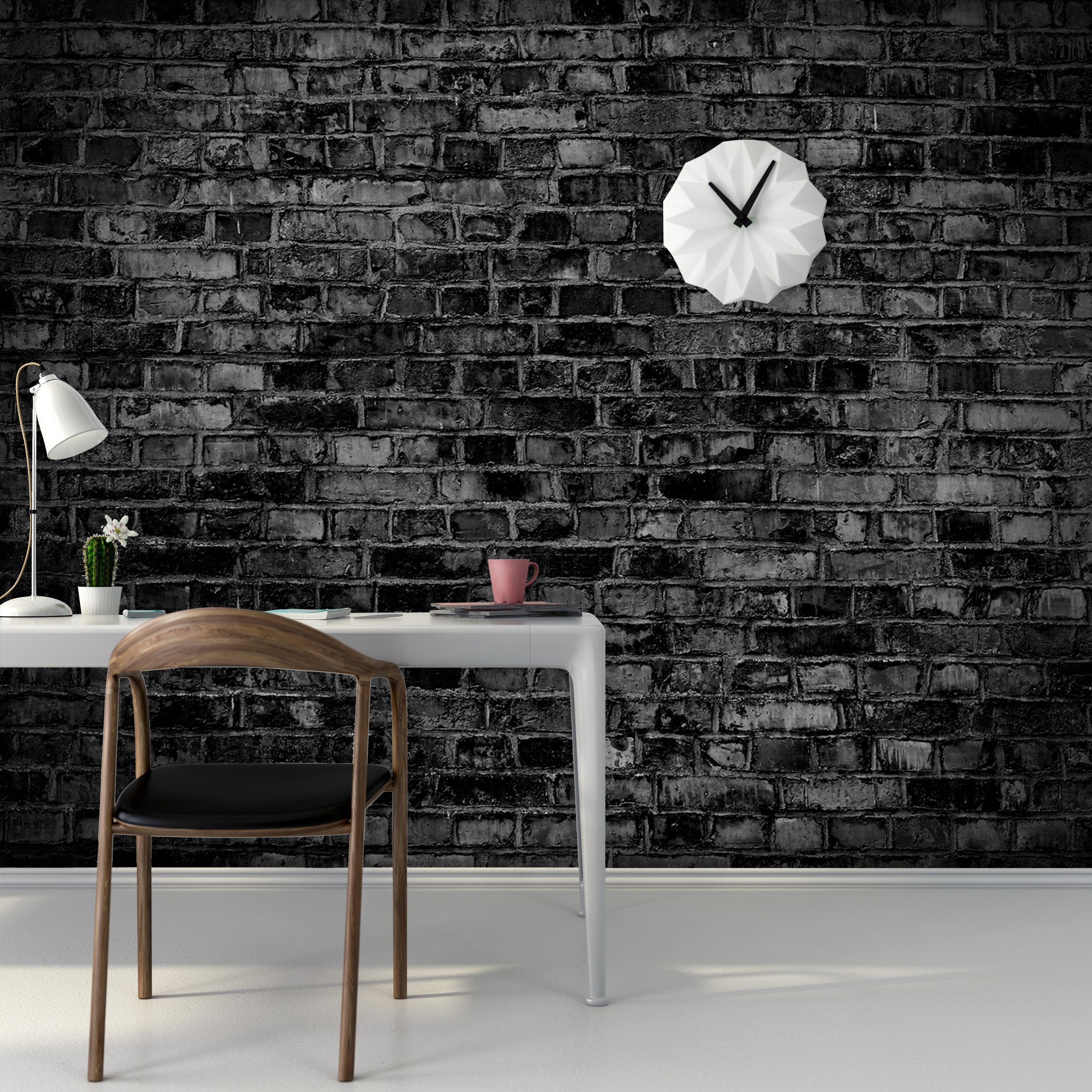 PVC Fototapete Black Brick Wall – ECO Wandbild Selbstklebende Tapete – 3D Vinyl Wandsticker XXL  SW031 - life-decor.de