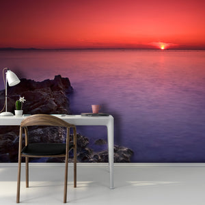 PVC Fototapete Sunset With Rocks – ECO Wandbild Selbstklebende Tapete – 3D Vinyl Wandsticker XXL  SW079 - life-decor.de
