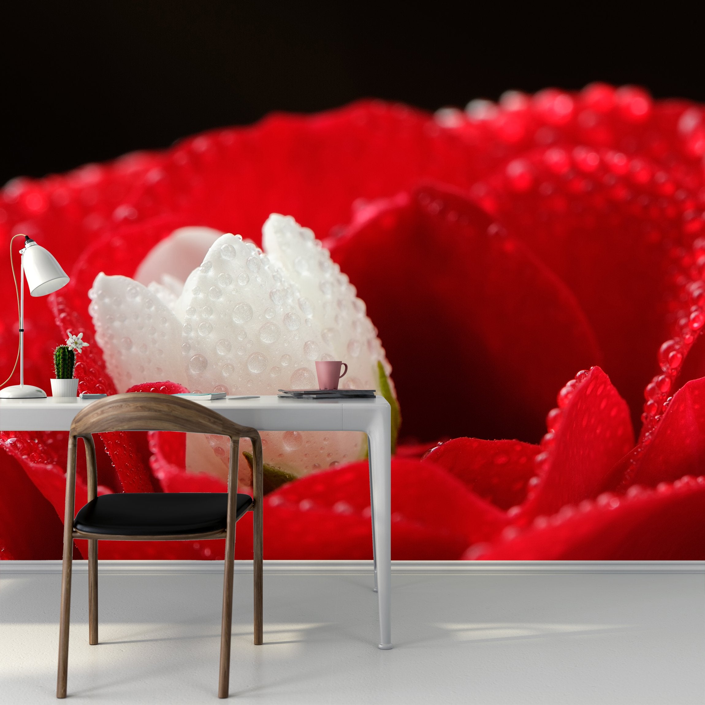 PVC Fototapete Red Rose - ECO Wandbild Selbstklebende Tapete - 3D Vinyl Wandsticker XXL  SW089