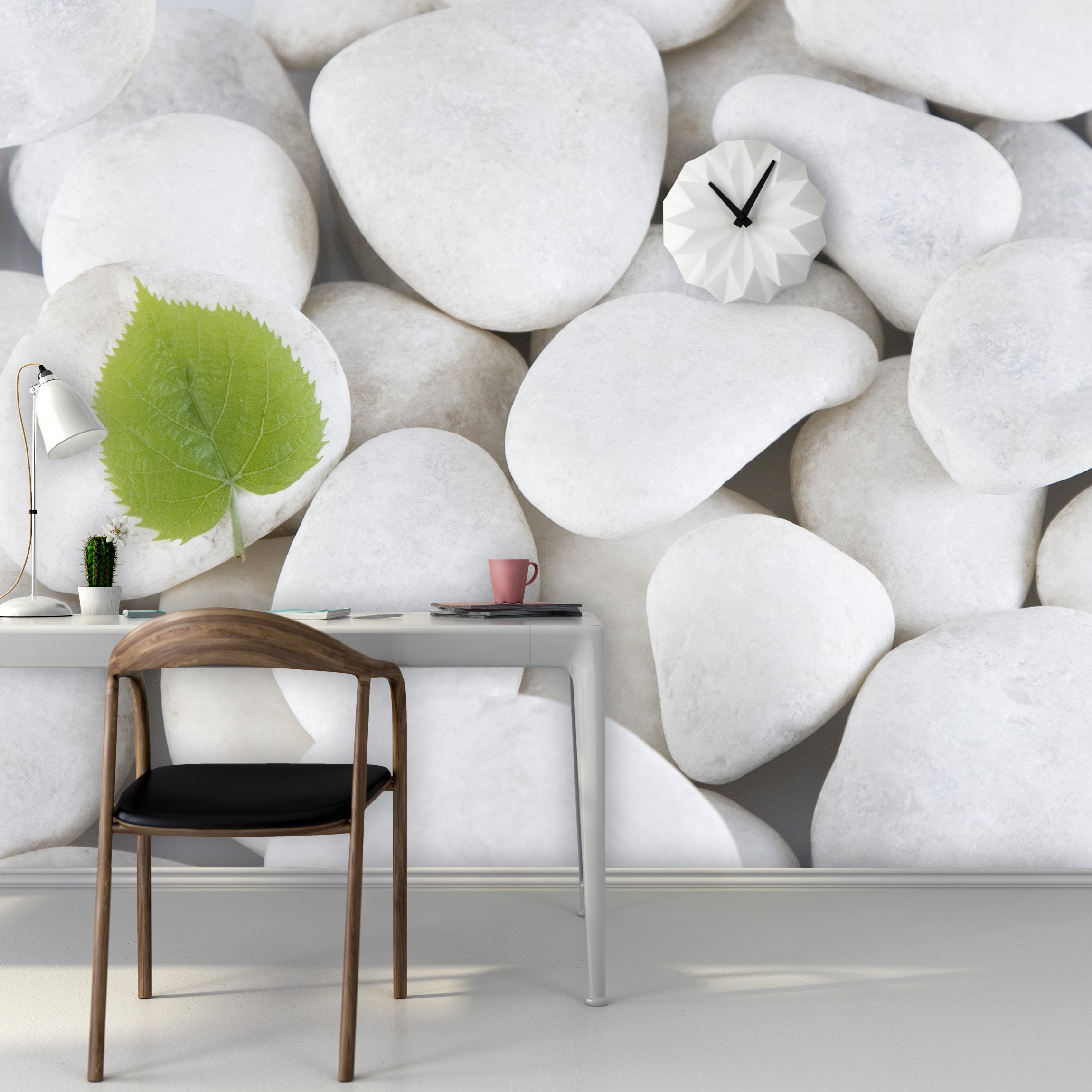 PVC Fototapete White Stones - ECO Wandbild Selbstklebende Tapete - 3D Vinyl Wandsticker XXL  SW148