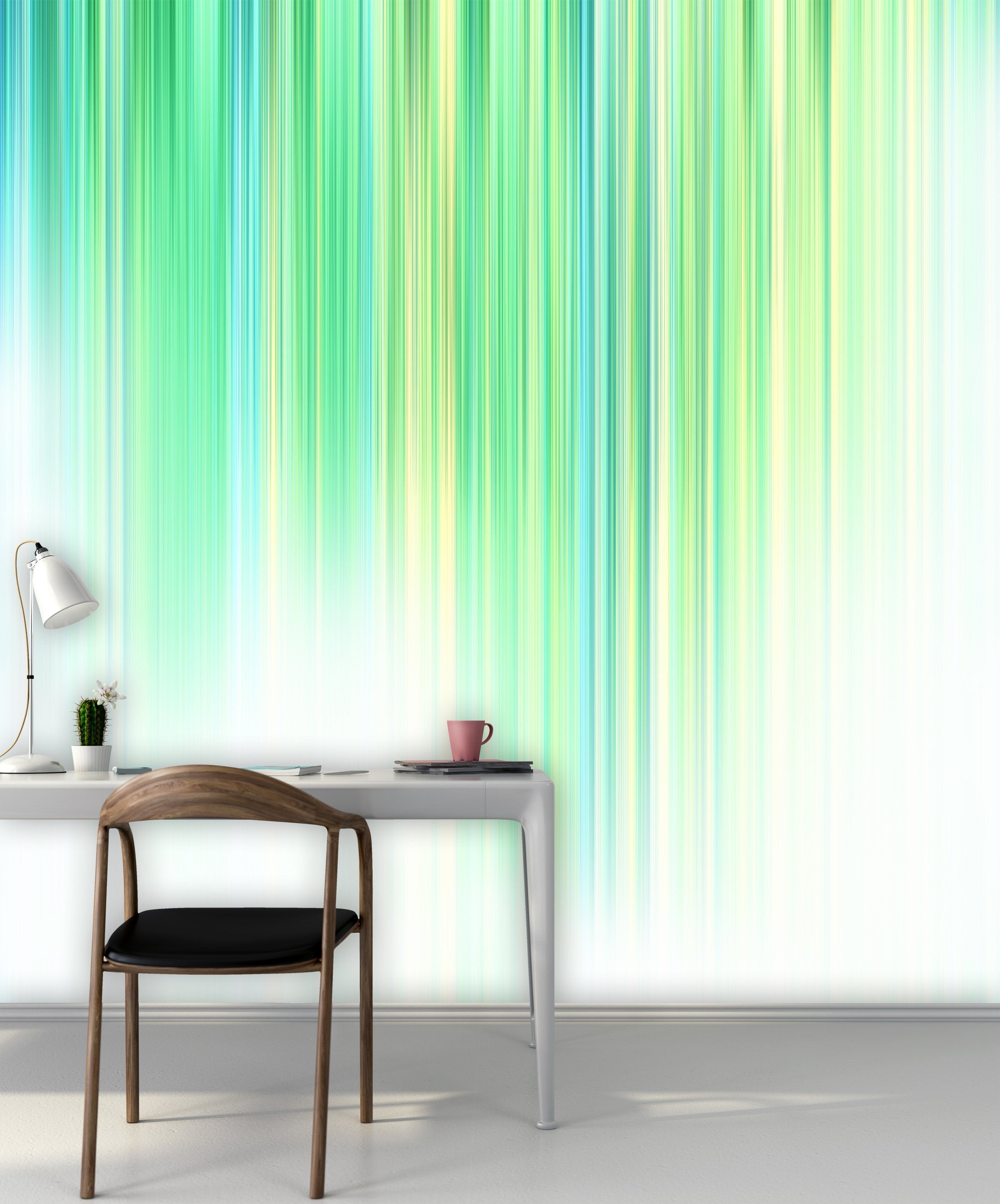 PVC Fototapete Fading Green Stripes - ECO Wandbild Selbstklebende Tapete - 3D Vinyl Wandsticker XXL  SW295