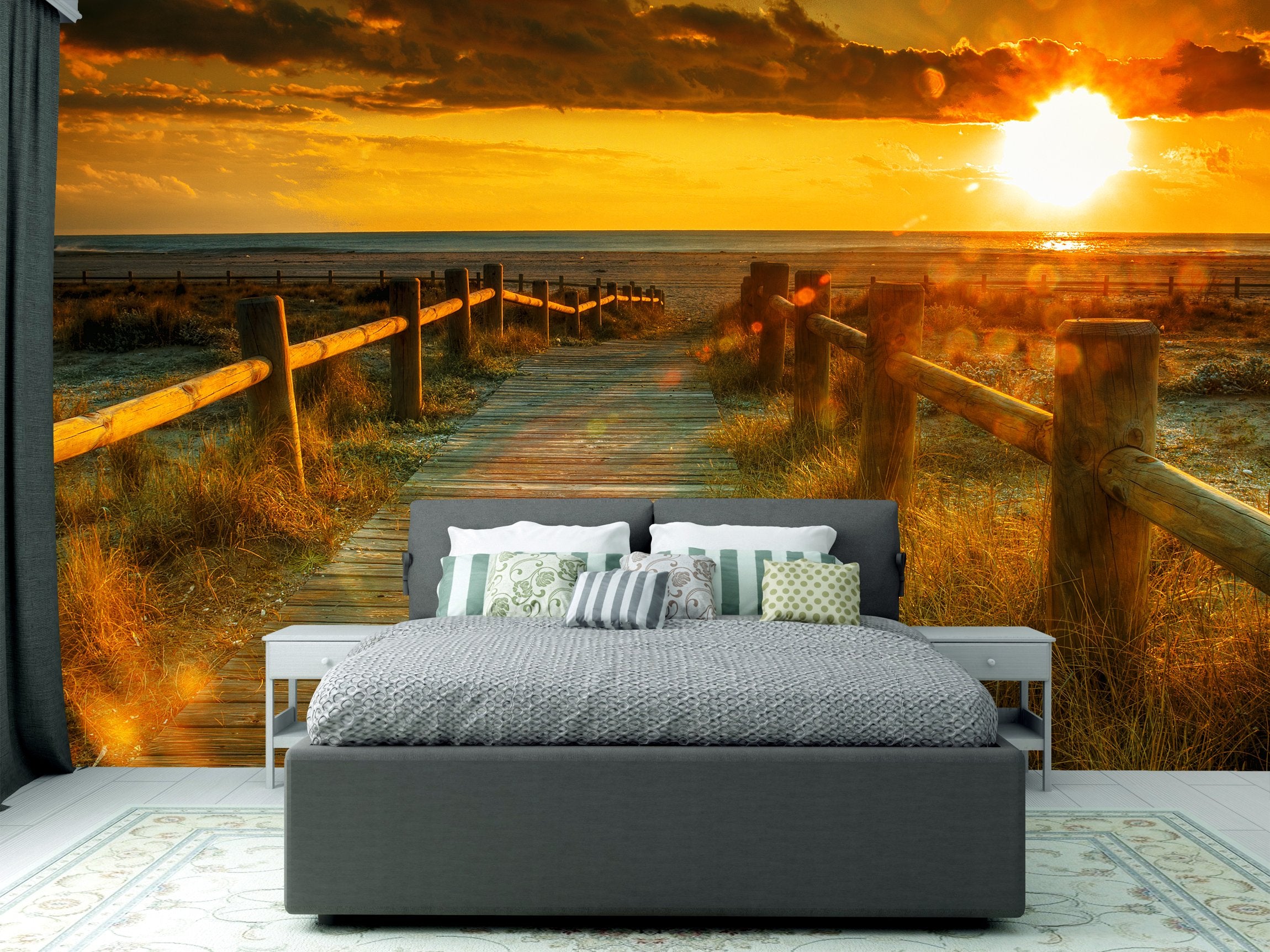 PVC Fototapete Sunset Beach - ECO Wandbild Selbstklebende Tapete - 3D Vinyl Wandsticker XXL  SW251