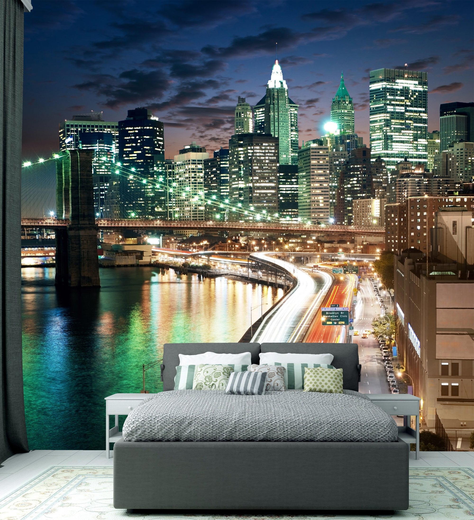 PVC Fototapete Big Apple After Sunset – ECO Wandbild Selbstklebende Tapete – 3D Vinyl Wandsticker XXL  SW235 - life-decor.de