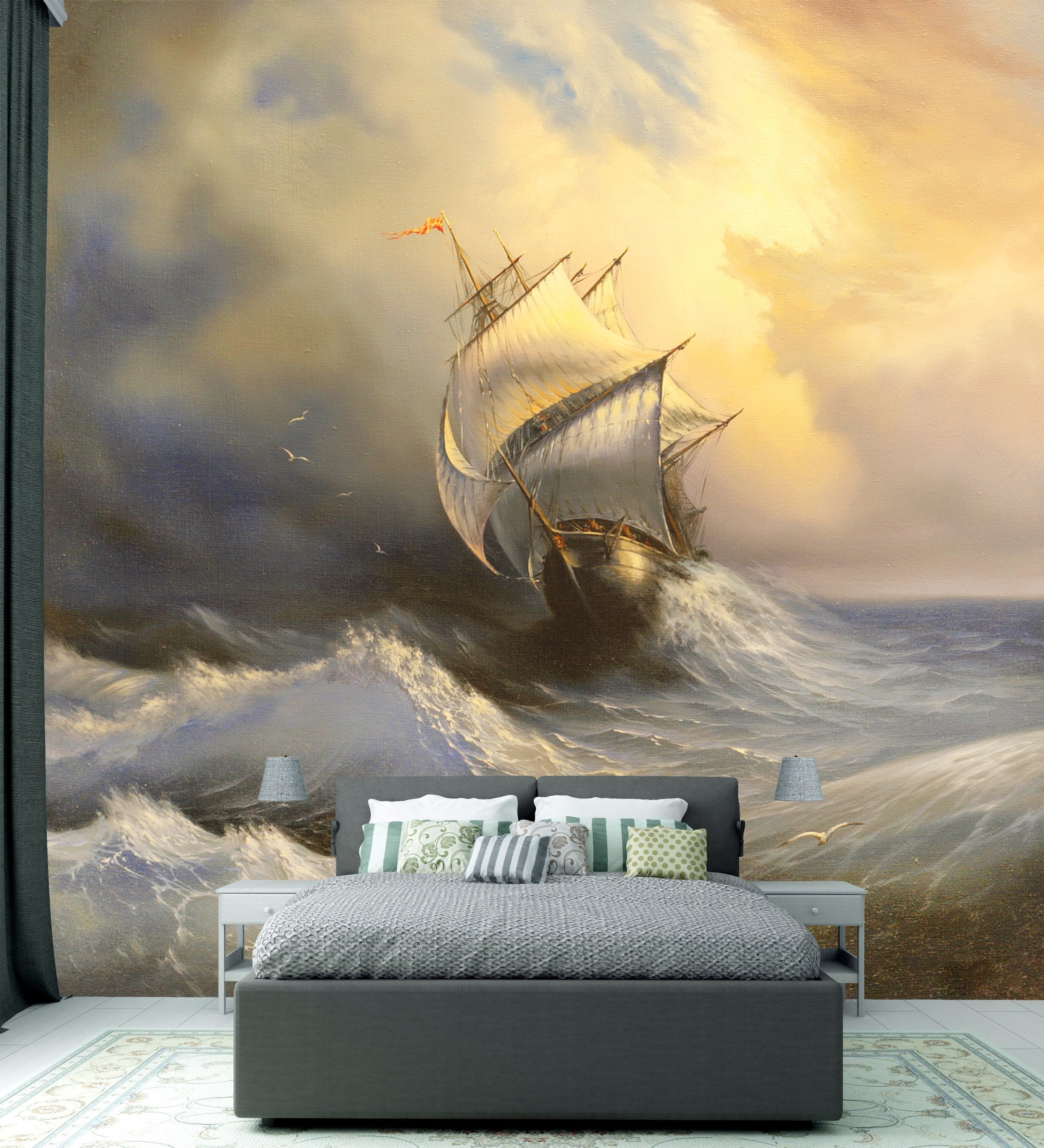 PVC Fototapete Stormy Sea - ECO Wandbild Selbstklebende Tapete - 3D Vinyl Wandsticker XXL  SW188