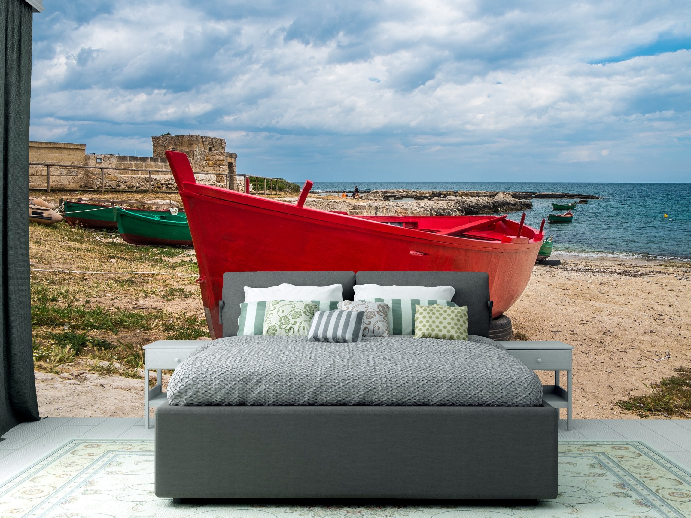 PVC Fototapete Fishing Boats – ECO Wandbild Selbstklebende Tapete – 3D Vinyl Wandsticker XXL  SW289 - life-decor.de