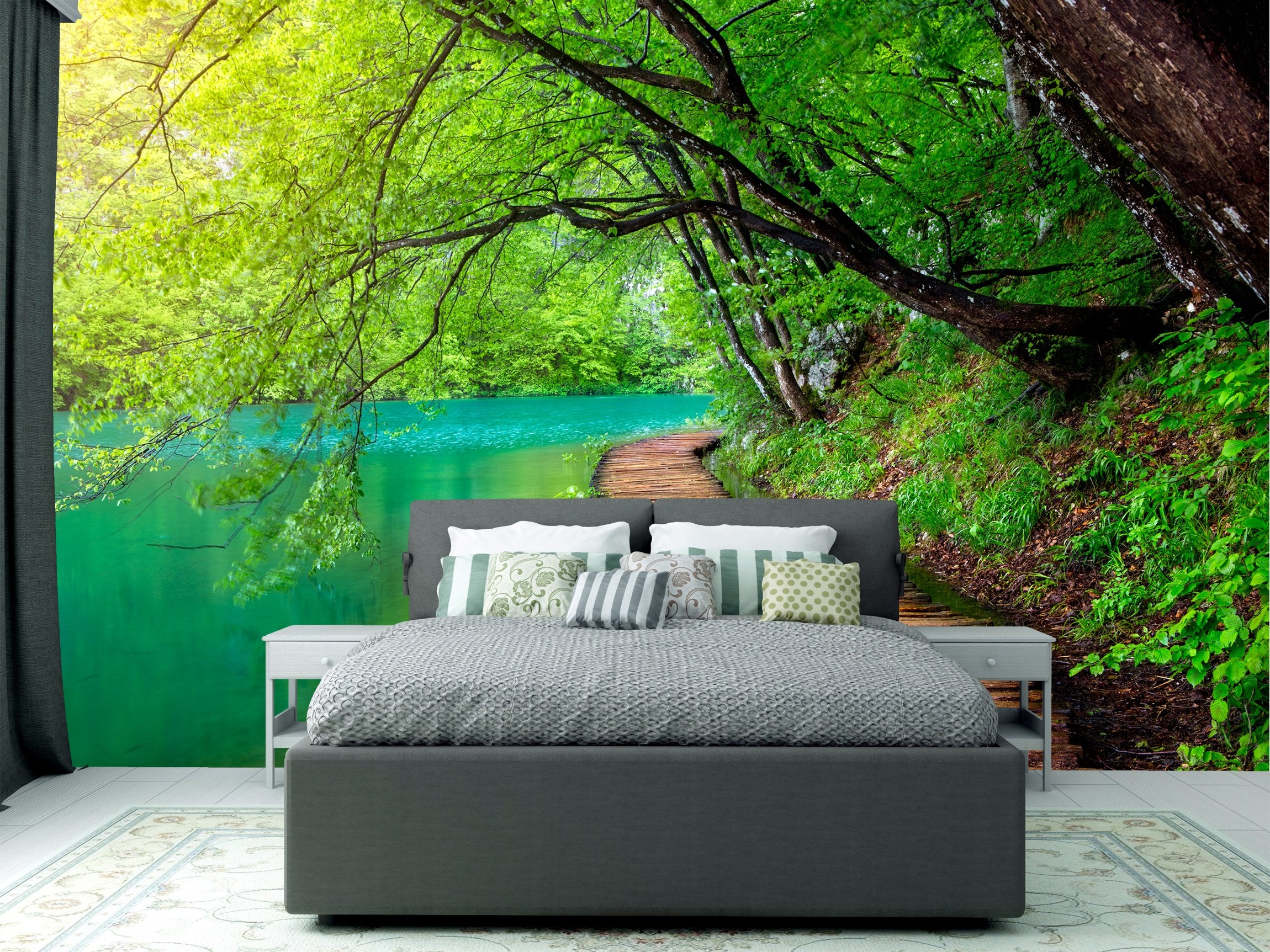 PVC Fototapete Deep Forest Stream - ECO Wandbild Selbstklebende Tapete - 3D Vinyl Wandsticker XXL  SW236