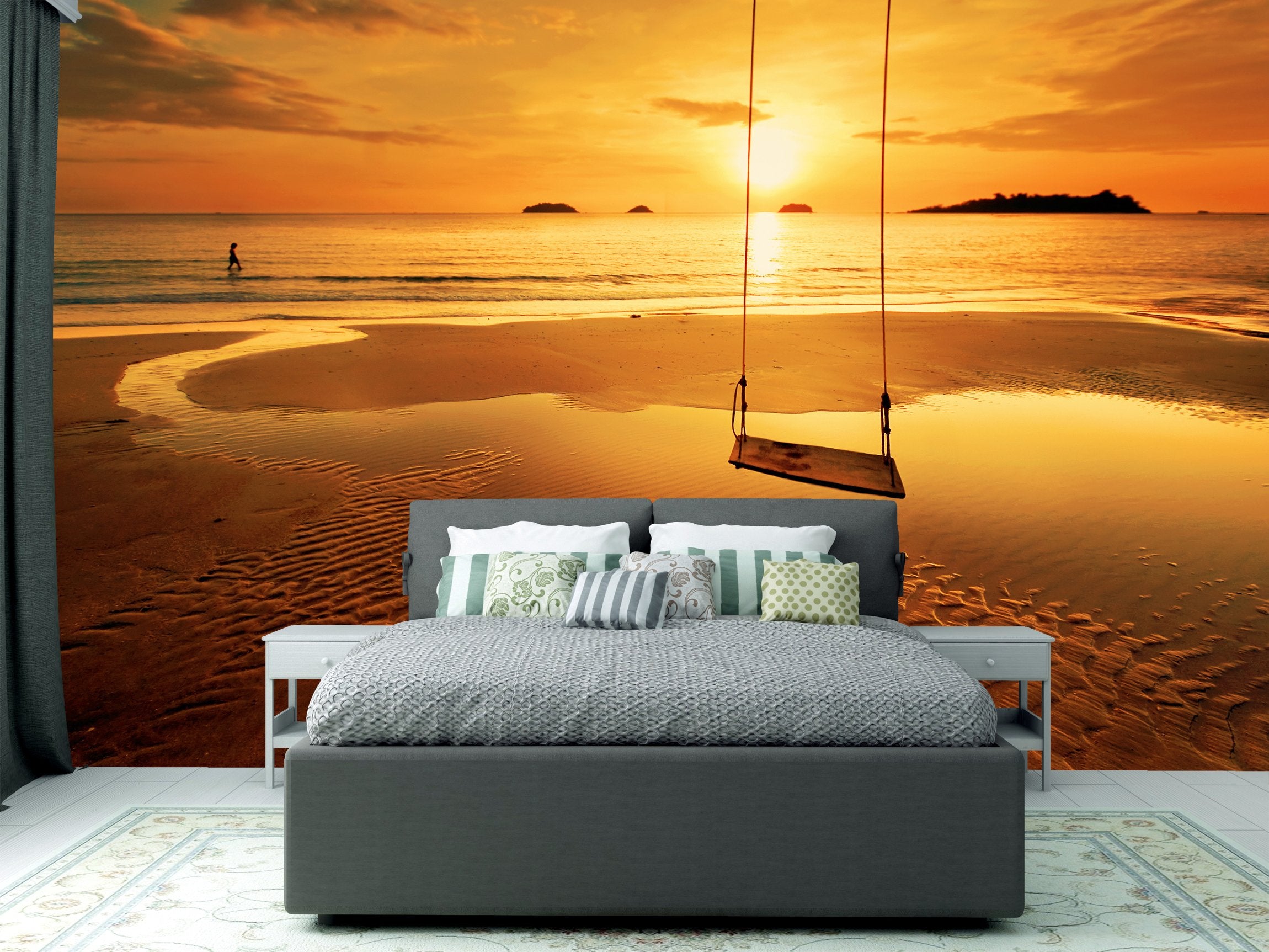 PVC Fototapete Tropical Colorful Sunset - ECO Wandbild Selbstklebende Tapete - 3D Vinyl Wandsticker XXL  SW296