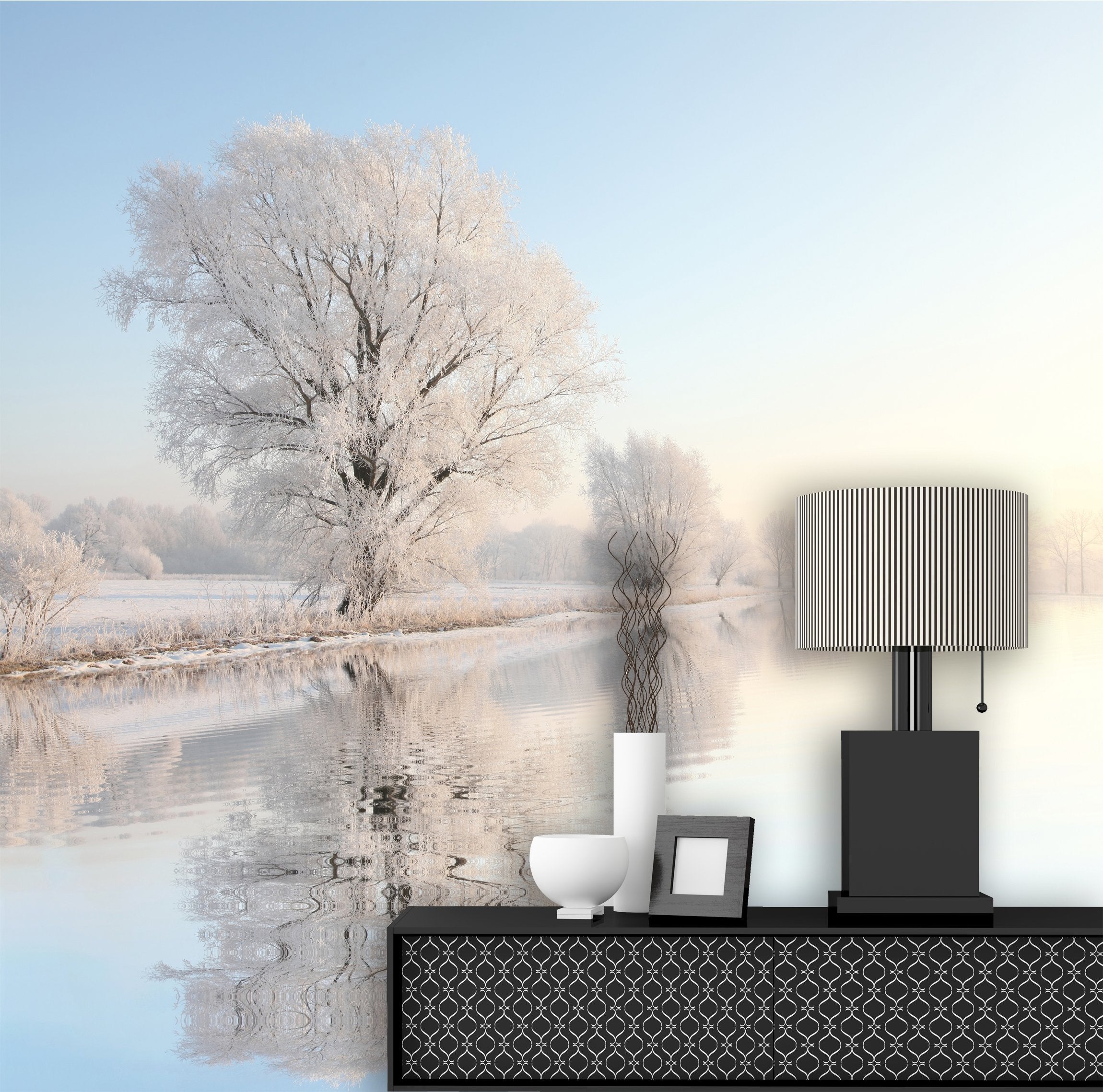 PVC Fototapete Winter Landscape - ECO Wandbild Selbstklebende Tapete - 3D Vinyl Wandsticker XXL  SW180