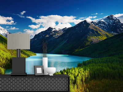 PVC Fototapete Mountain Lake – ECO Wandbild Selbstklebende Tapete – 3D Vinyl Wandsticker XXL  SW124 - life-decor.de