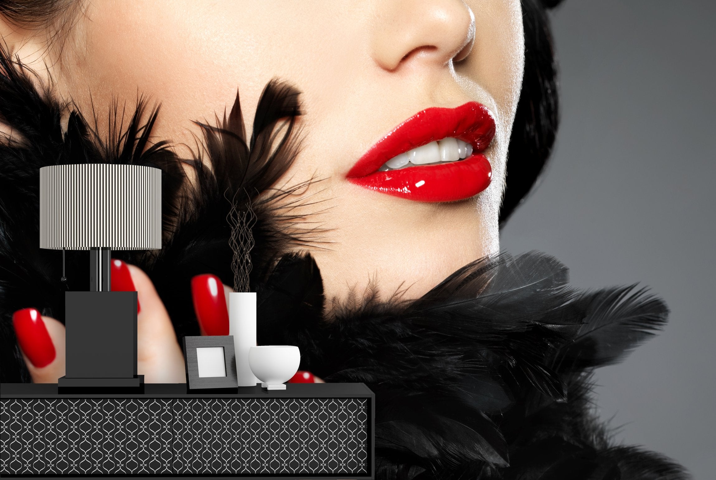 PVC Fototapete Fashion Red Nails – ECO Wandbild Selbstklebende Tapete – 3D Vinyl Wandsticker XXL  SW141 - life-decor.de