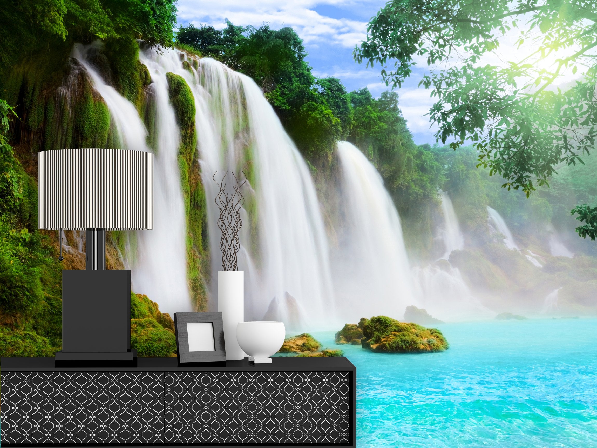 PVC Fototapete Detian Waterfall - ECO Wandbild Selbstklebende Tapete - 3D Vinyl Wandsticker XXL  SW128