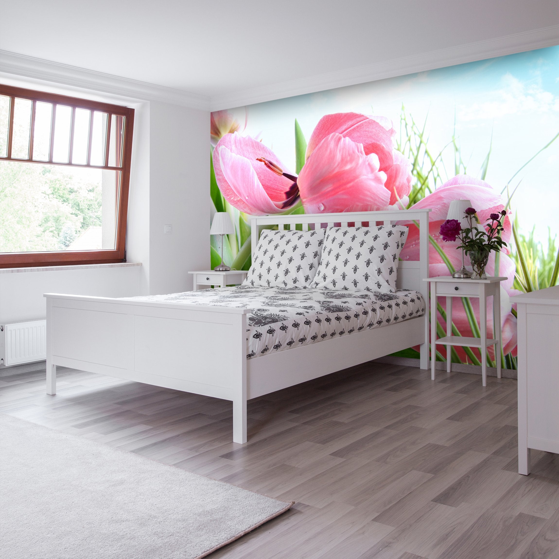 PVC Fototapete Spring Tulips - ECO Wandbild Selbstklebende Tapete - 3D Vinyl Wandsticker XXL  SW101