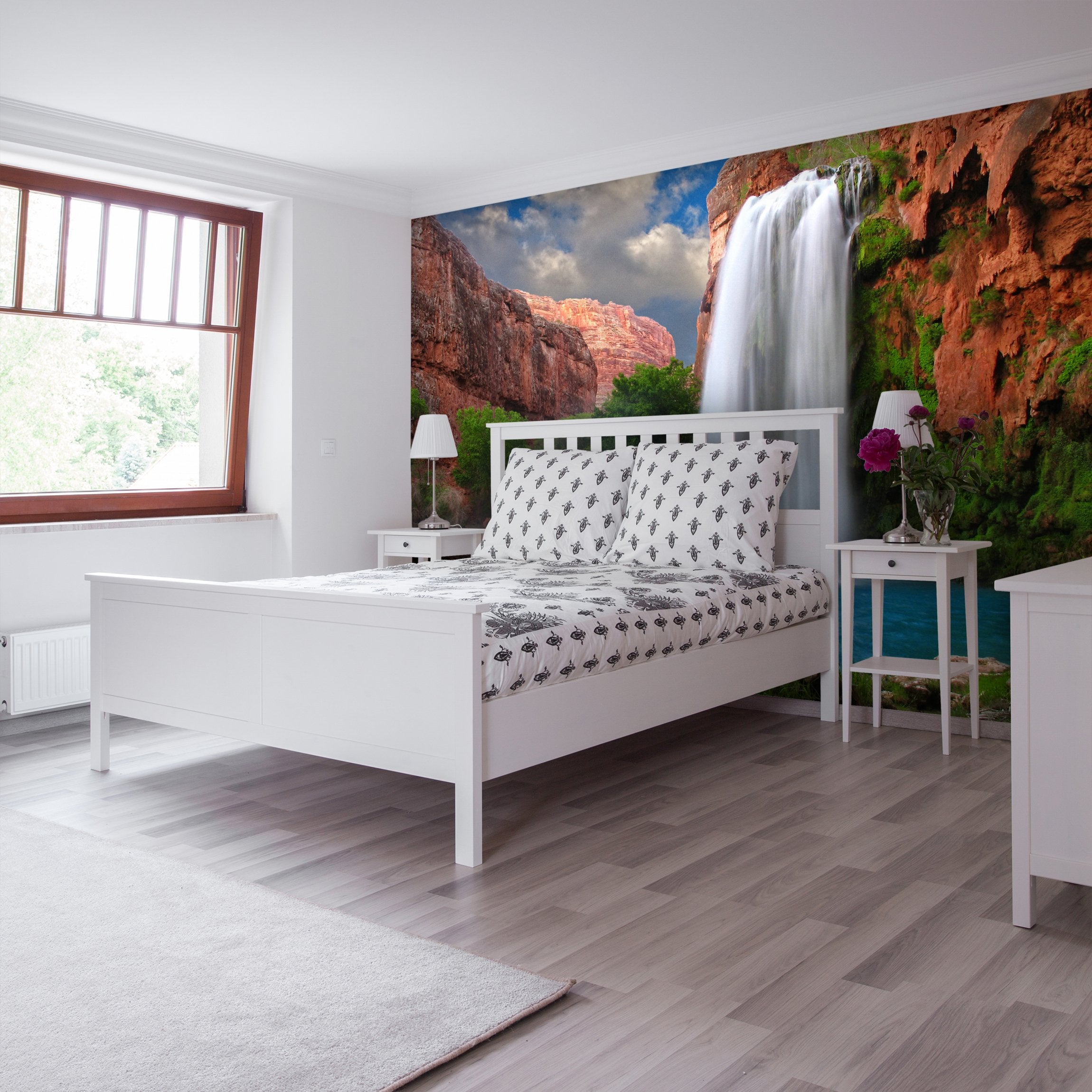 PVC Fototapete Tapeten Stunning Waterfall - ECO Wandbild Selbstklebende Tapete - 3D Vinyl Wandsticker XXL  SW088