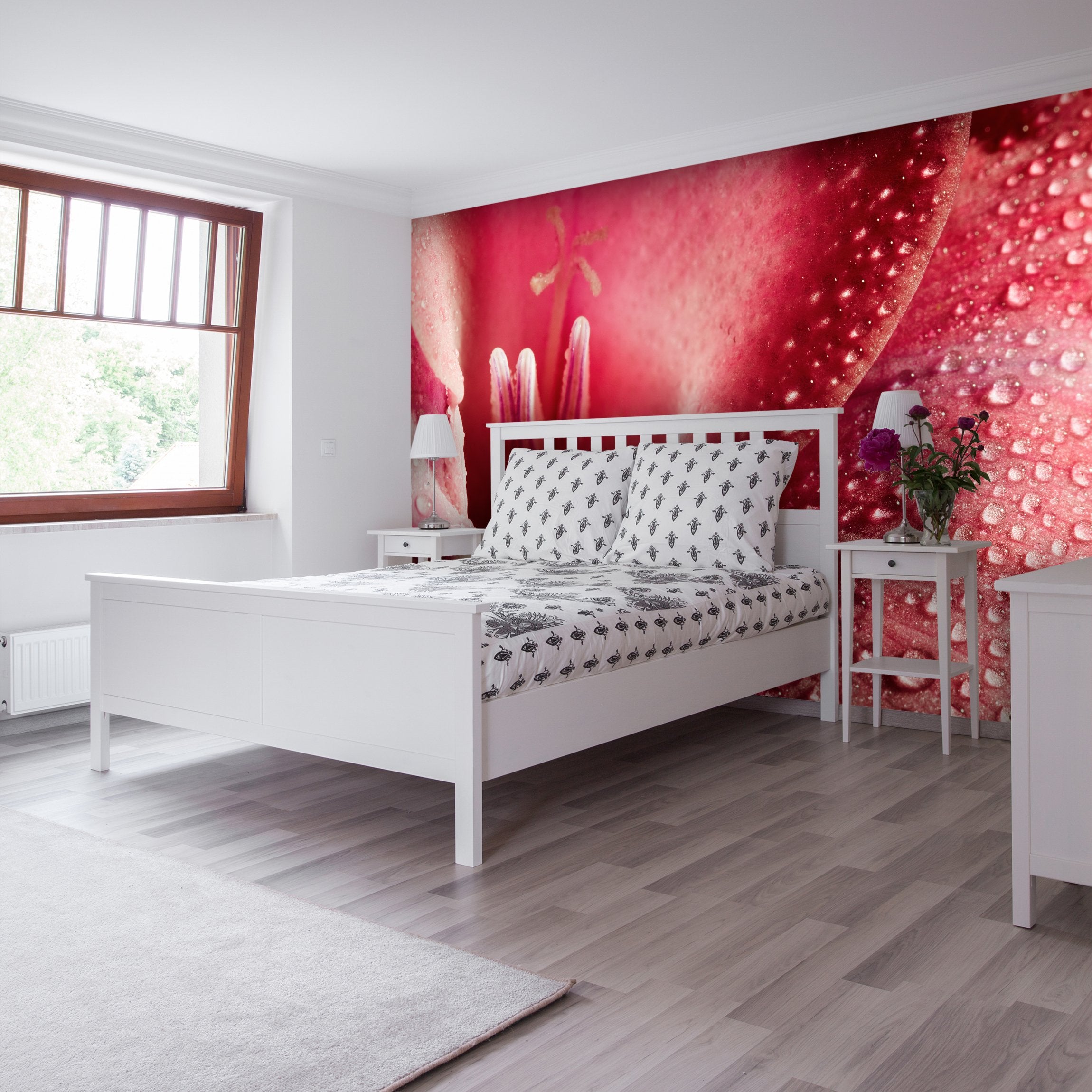 PVC Fototapete Red Flower - ECO Wandbild Selbstklebende Tapete - 3D Vinyl Wandsticker XXL  SW265