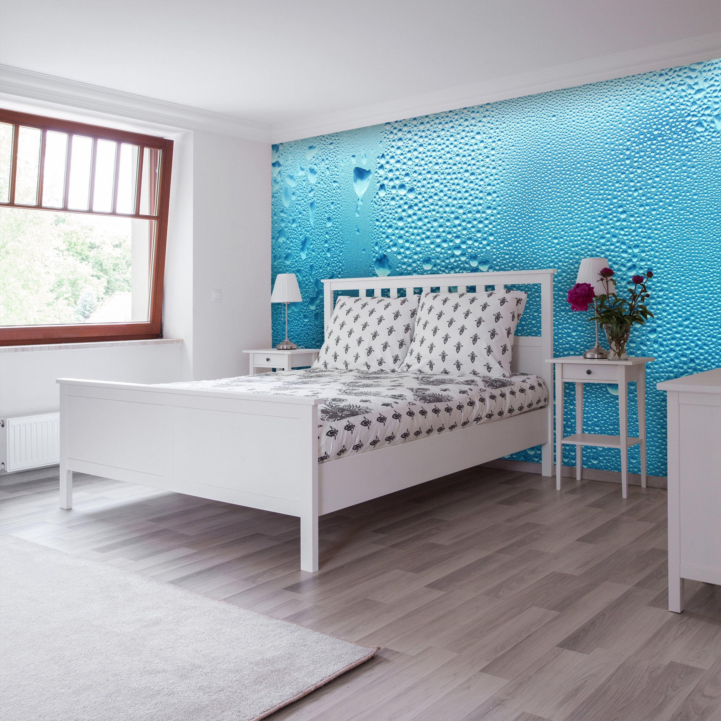 PVC Fototapete Blue Water Drop – ECO Wandbild Selbstklebende Tapete – 3D Vinyl Wandsticker XXL  SW219 - life-decor.de