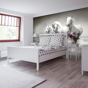 PVC Fototapete White horses – ECO Wandbild Selbstklebende Tapete – 3D Vinyl Wandsticker XXL  SW020 - life-decor.de