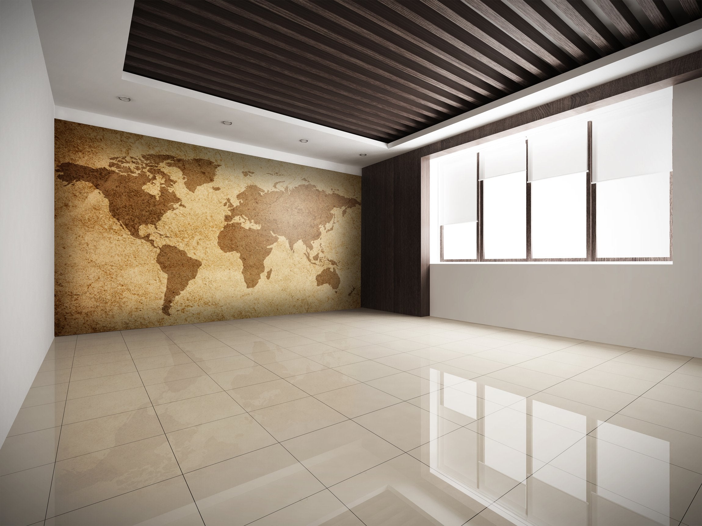 PVC Fototapete World Map Texture - ECO Wandbild Selbstklebende Tapete - 3D Vinyl Wandsticker XXL  SW149