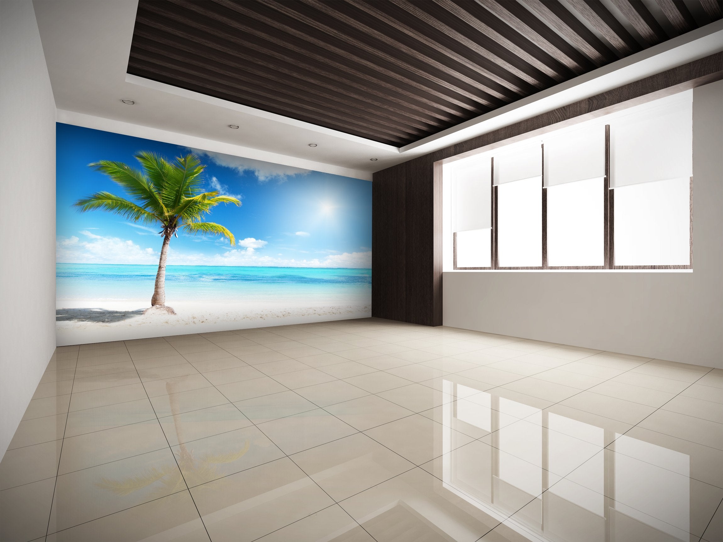 PVC Fototapete Palm On Island – ECO Wandbild Selbstklebende Tapete – 3D Vinyl Wandsticker XXL  SW100 - life-decor.de
