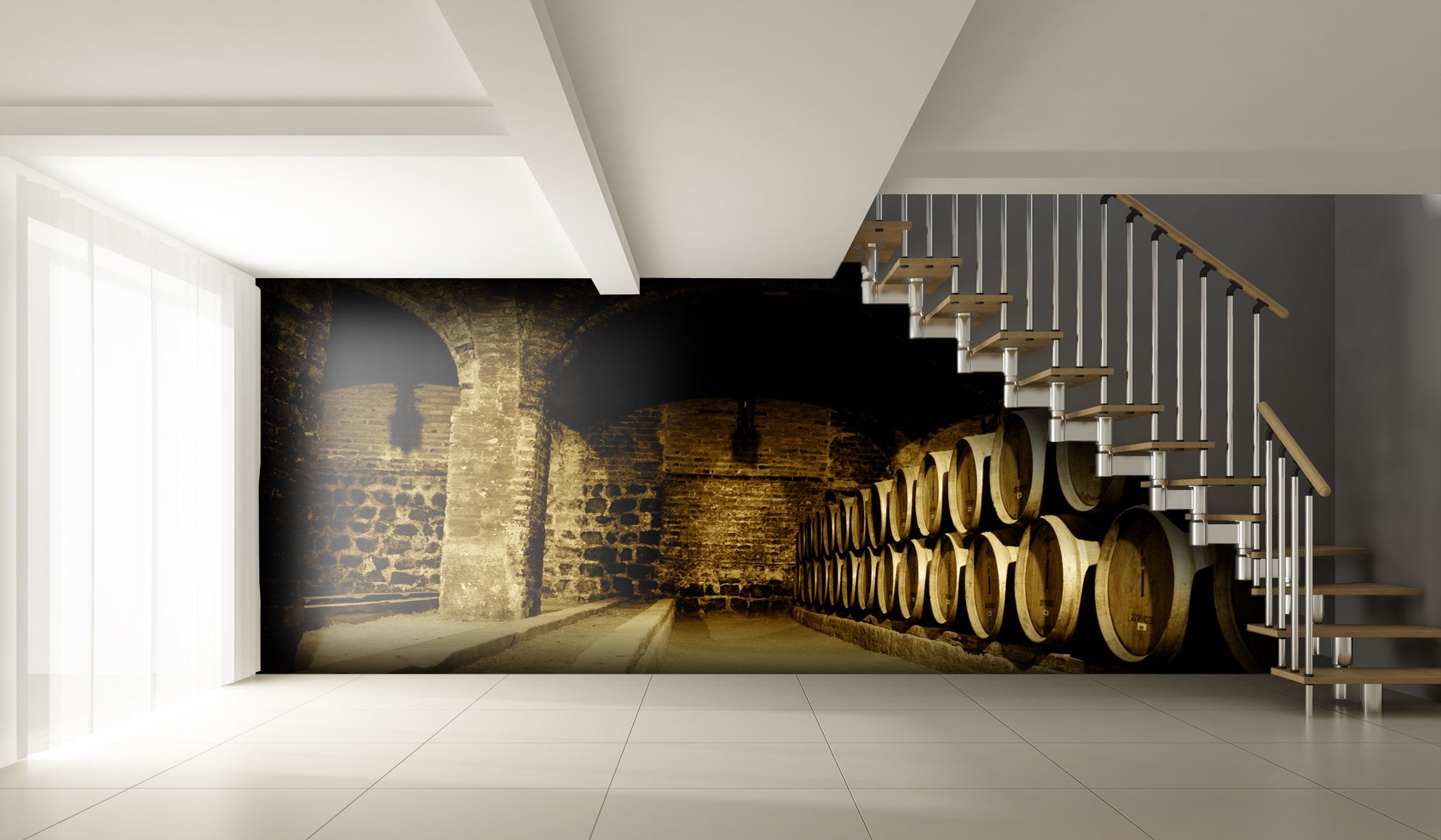 PVC Fototapete Wine Cellar - ECO Wandbild Selbstklebende Tapete - 3D Vinyl Wandsticker XXL  SW024