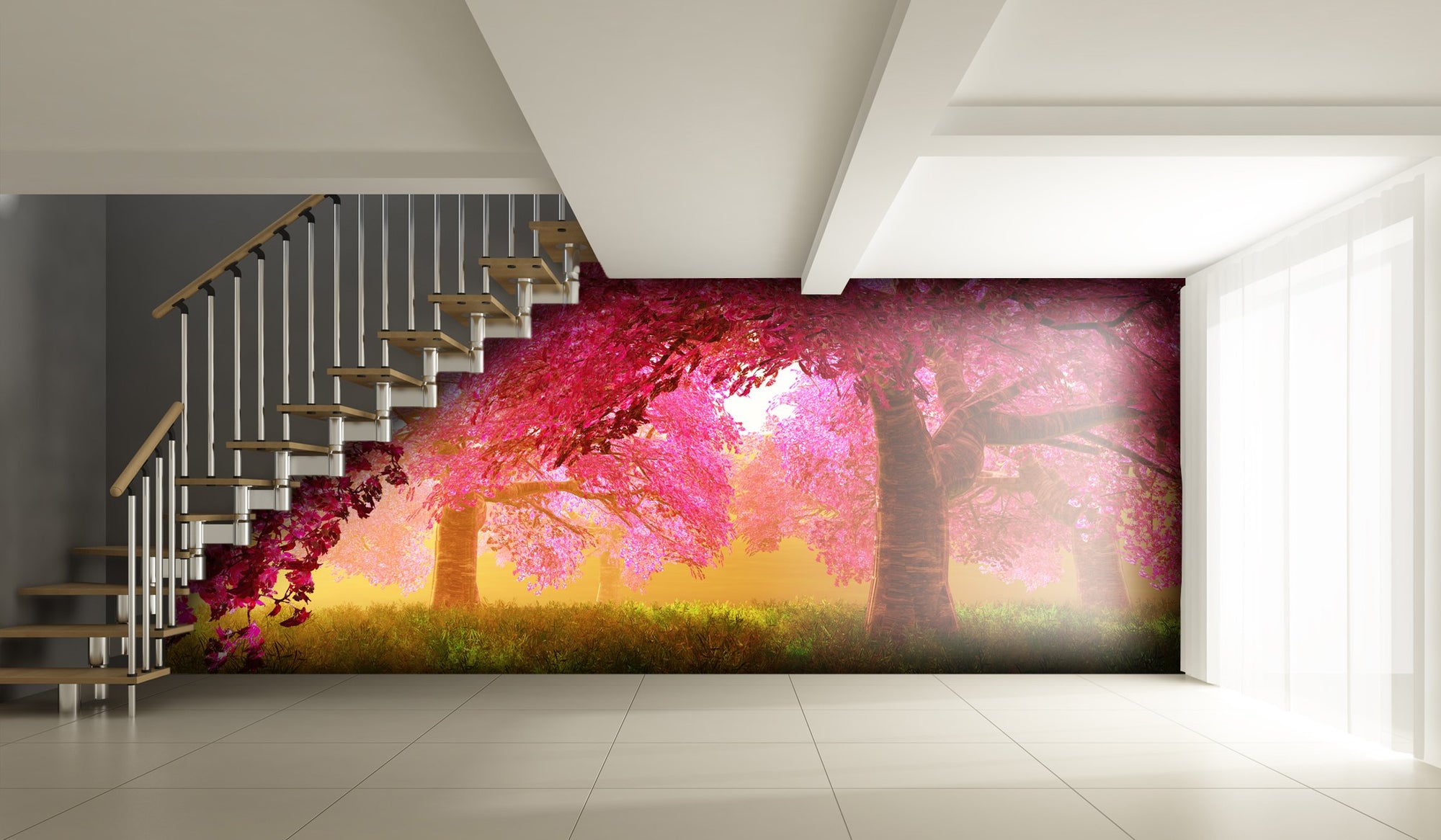 PVC Fototapete Cherry Blossoms Trees – ECO Wandbild Selbstklebende Tapete – 3D Vinyl Wandsticker XXL  SW073 - life-decor.de