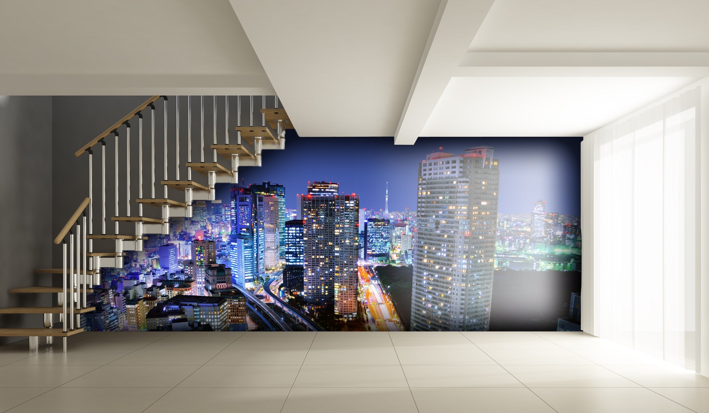 PVC Fototapete Tokyo Cityscape - ECO Wandbild Selbstklebende Tapete - 3D Vinyl Wandsticker XXL  SW038