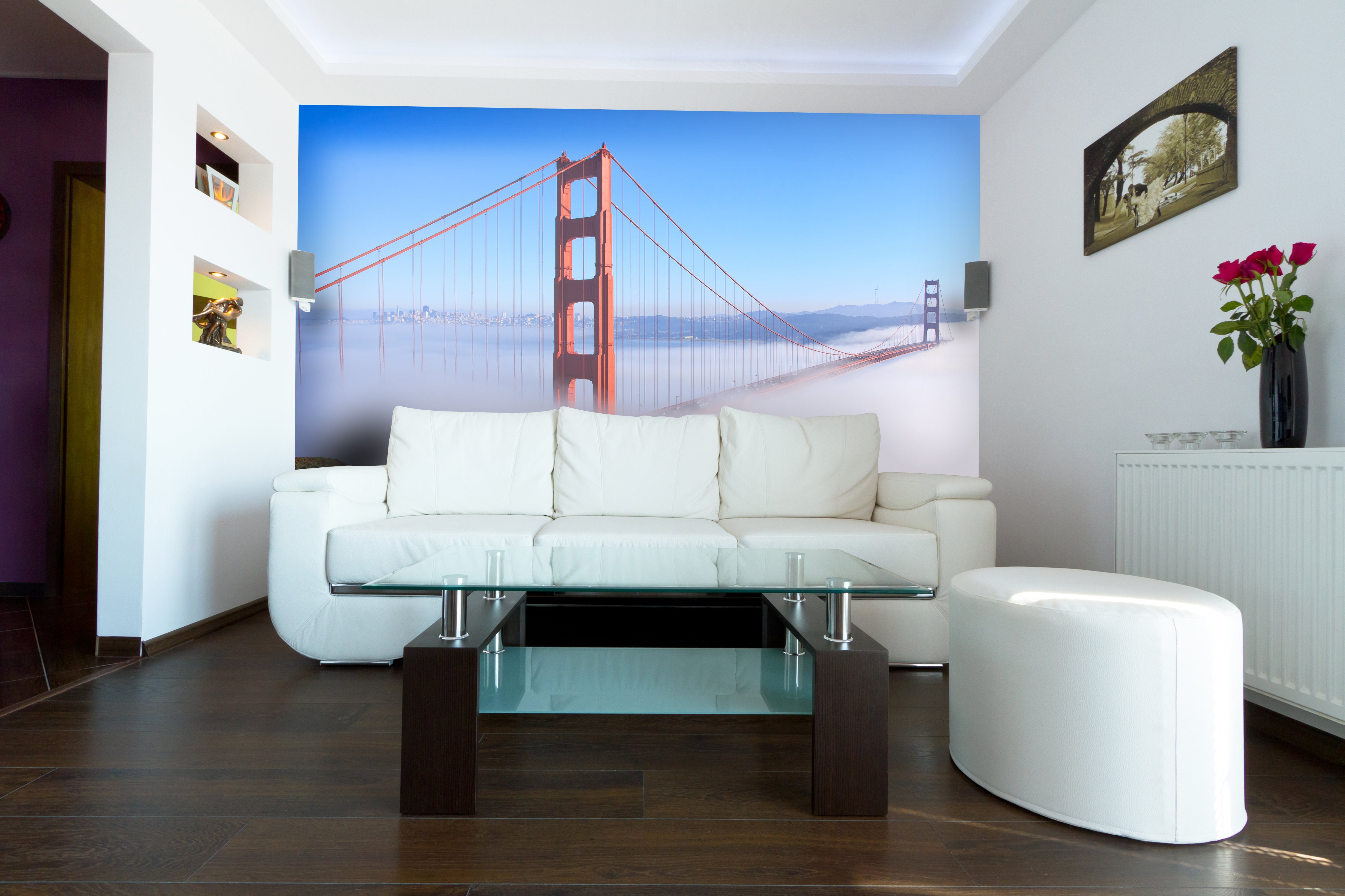 PVC Fototapete Golden Gate Bridge – ECO Wandbild Selbstklebende Tapete – 3D Vinyl Wandsticker XXL  SW011 - life-decor.de