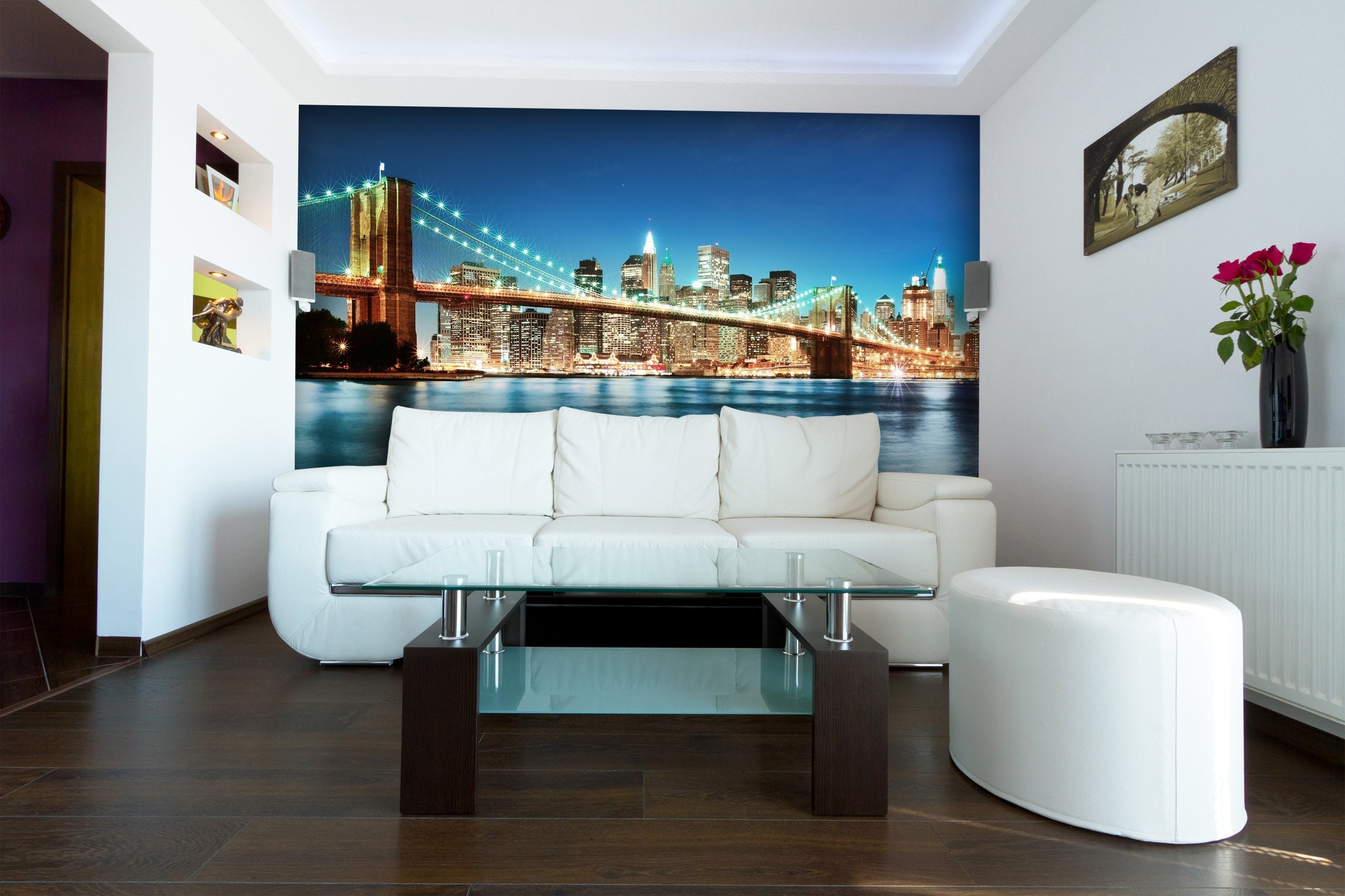 PVC Fototapete Big Apple After Sunset – ECO Wandbild Selbstklebende Tapete – 3D Vinyl Wandsticker XXL  SW040 - life-decor.de