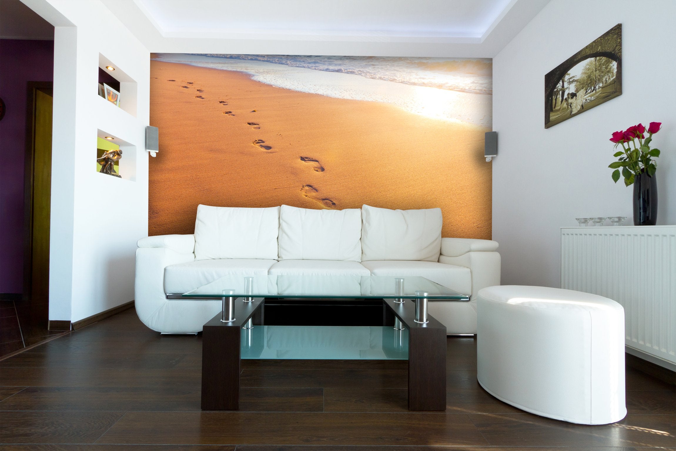 PVC Fototapete Wave And Footsteps - ECO Wandbild Selbstklebende Tapete - 3D Vinyl Wandsticker XXL  SW203