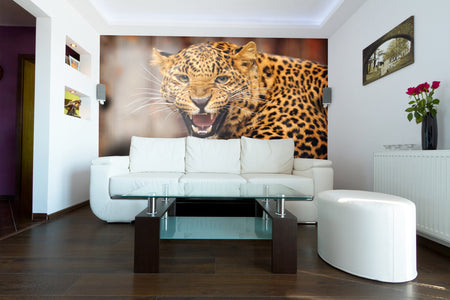 PVC Fototapete Leopard – ECO Wandbild Selbstklebende Tapete – 3D Vinyl Wandsticker XXL  SW091 - life-decor.de