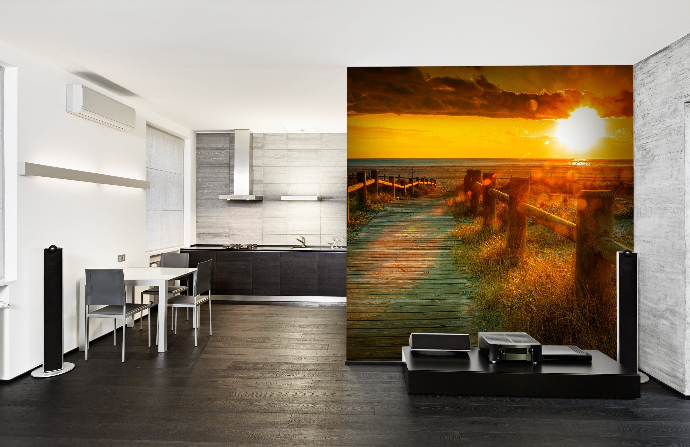 PVC Fototapete Sunset Beach - ECO Wandbild Selbstklebende Tapete - 3D Vinyl Wandsticker XXL  SW251