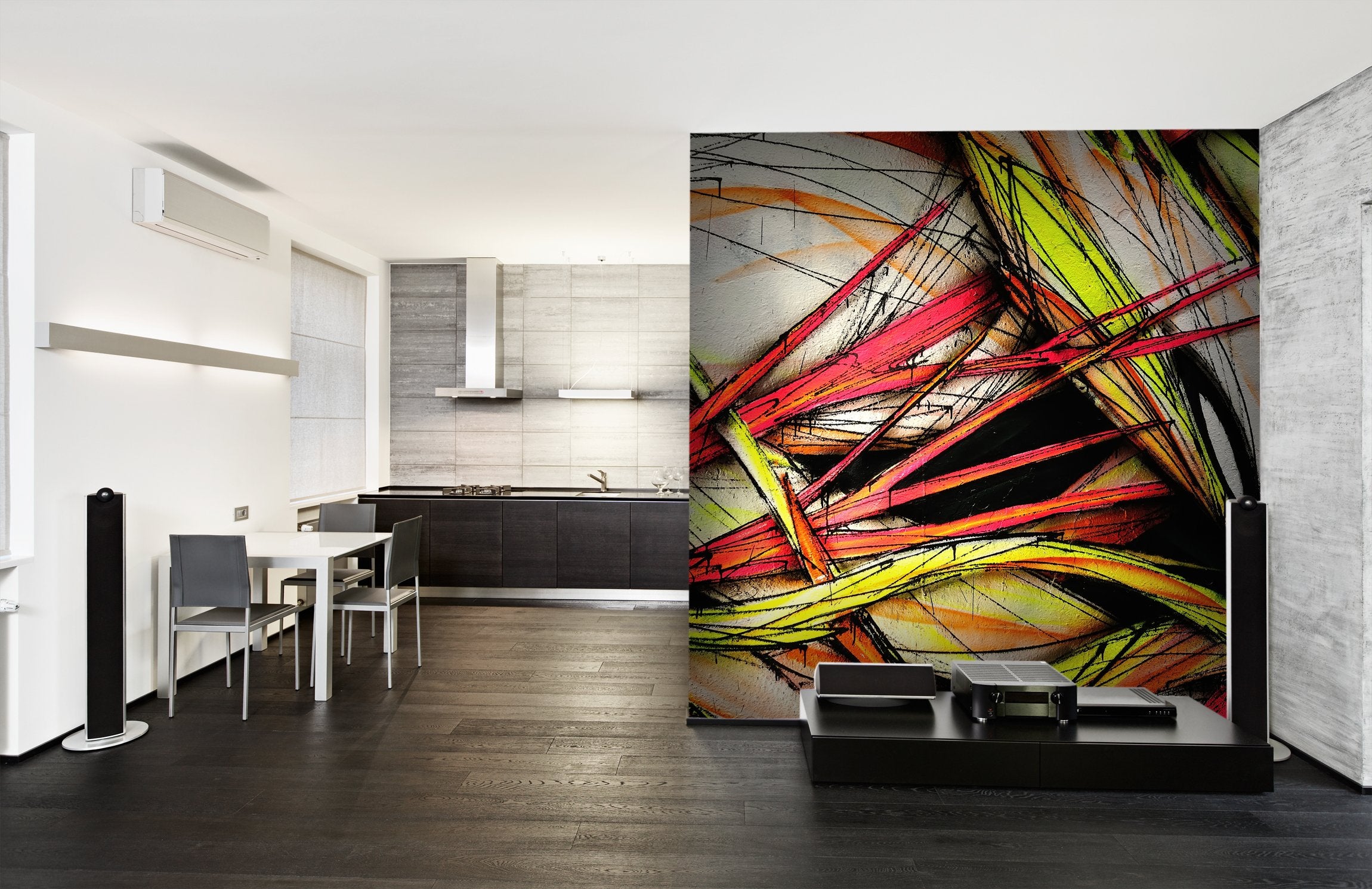 PVC Fototapete Grunge Colorful - ECO Wandbild Selbstklebende Tapete - 3D Vinyl Wandsticker XXL  SW152