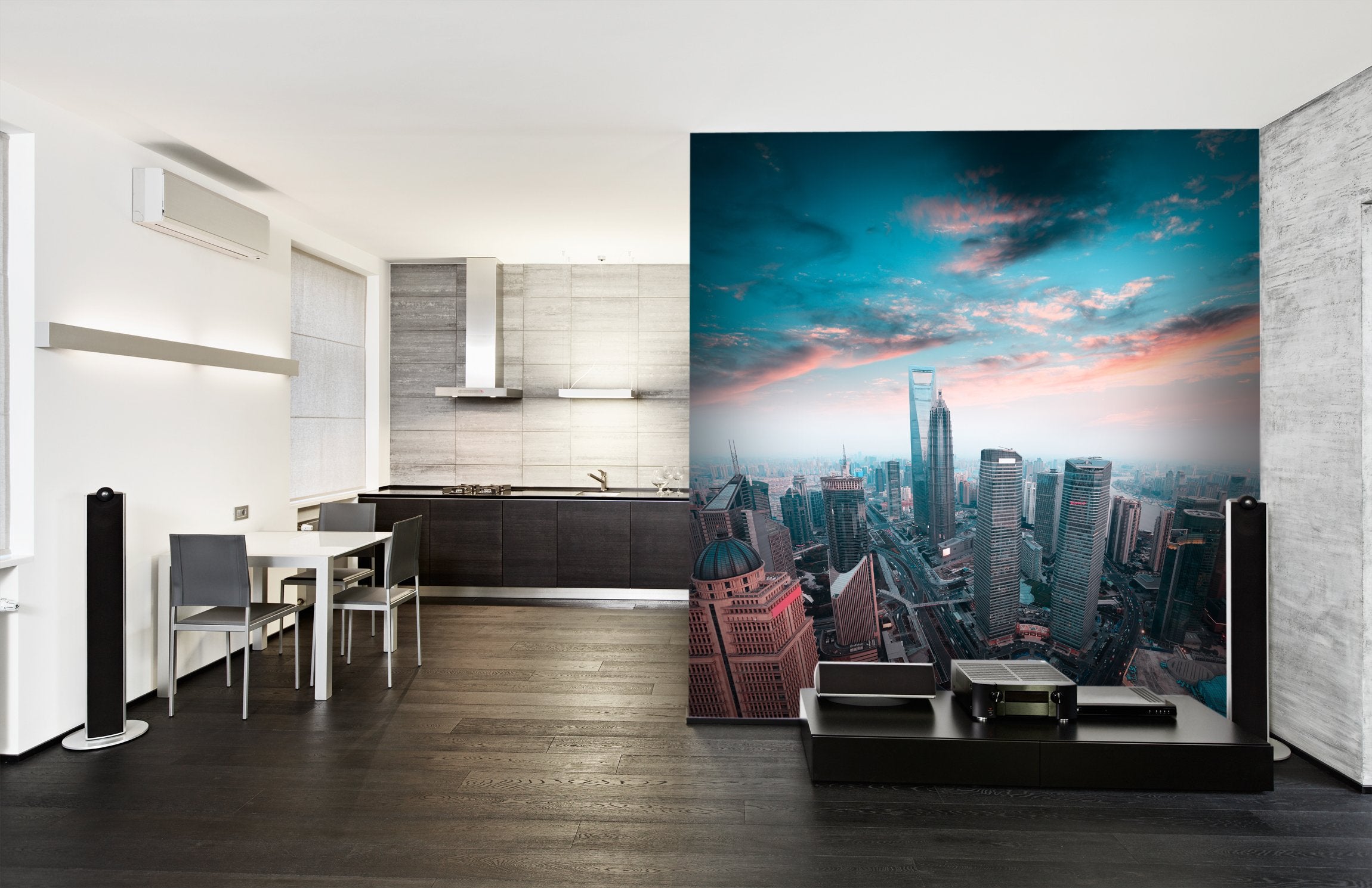 PVC Fototapete Shanghai Financial – ECO Wandbild Selbstklebende Tapete – 3D Vinyl Wandsticker XXL  SW307 - life-decor.de