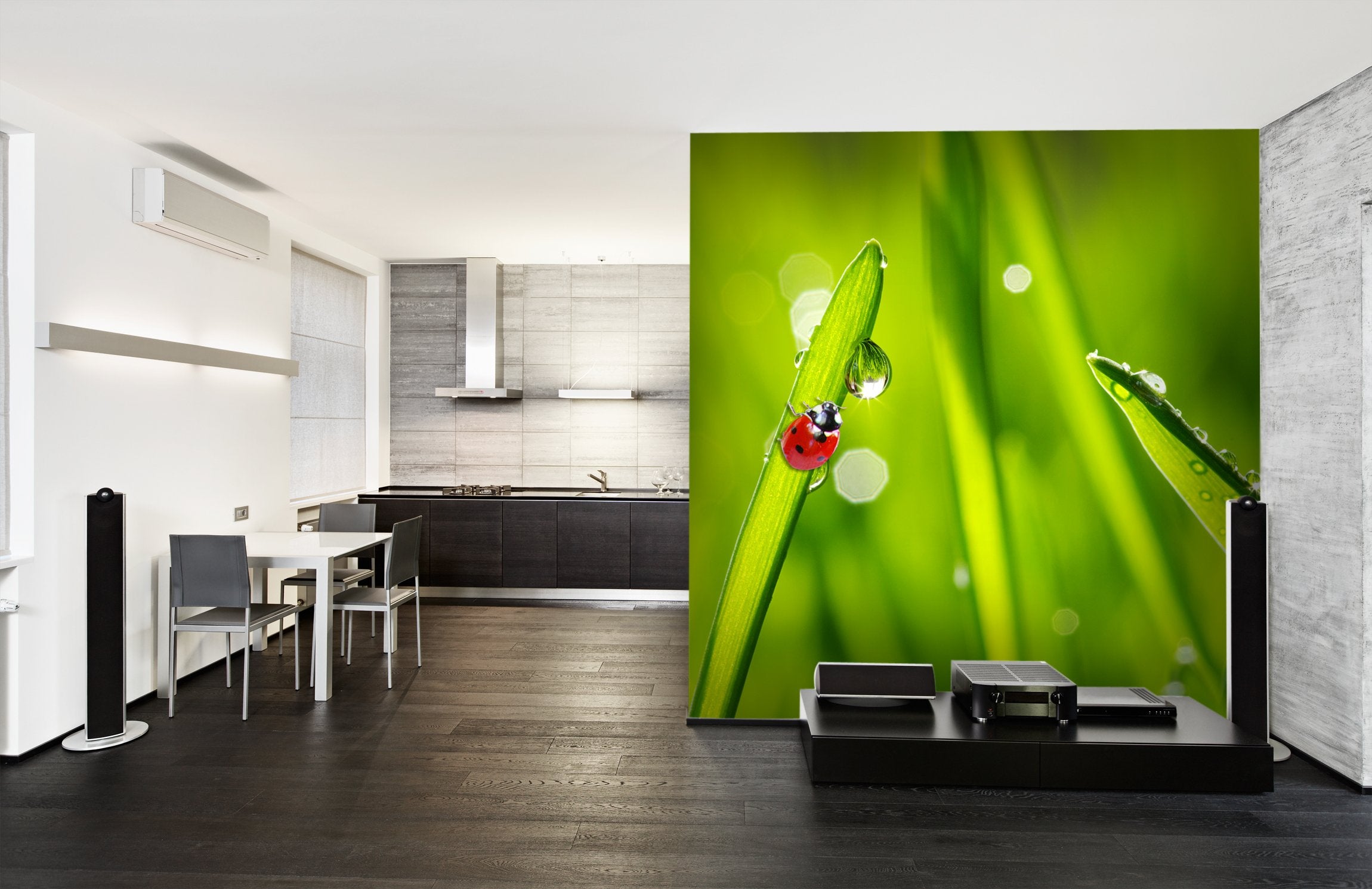 PVC Fototapete Ladybug On Grass – ECO Wandbild Selbstklebende Tapete – 3D Vinyl Wandsticker XXL  SW069 - life-decor.de