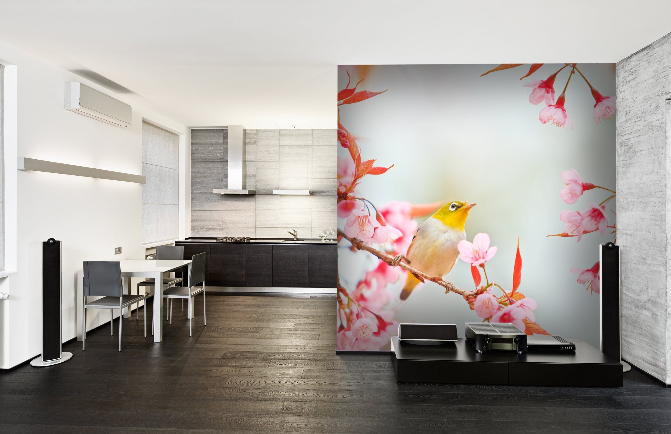 PVC Fototapete Bird On Cherry Blossom – ECO Wandbild Selbstklebende Tapete – 3D Vinyl Wandsticker XXL  SW147 - life-decor.de