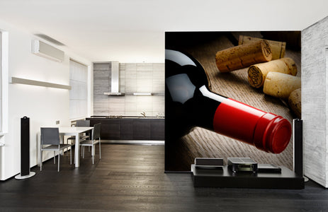 PVC Fototapete Bottle Of Red Wine – ECO Wandbild Selbstklebende Tapete – 3D Vinyl Wandsticker XXL  SW177 - life-decor.de