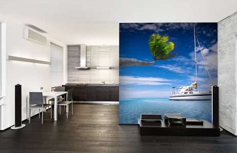 PVC Fototapete Tropical Lagoon – ECO Wandbild Selbstklebende Tapete – 3D Vinyl Wandsticker XXL  SW014 - life-decor.de