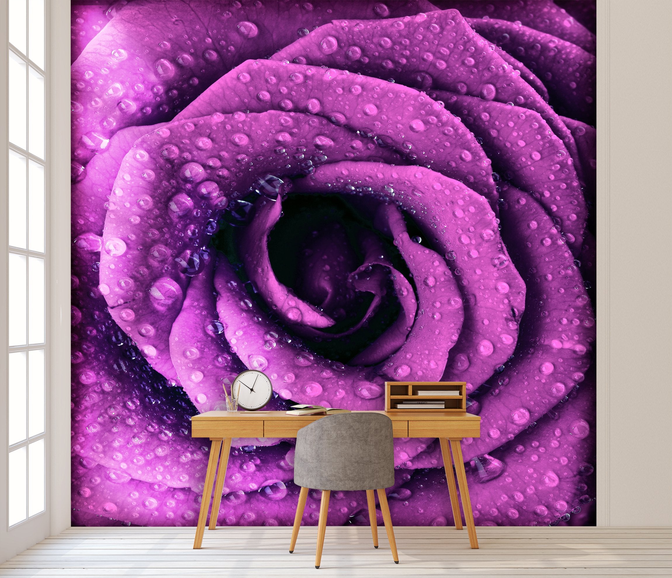 PVC Fototapete Purple Dark Rose - ECO Wandbild Selbstklebende Tapete - 3D Vinyl Wandsticker XXL  SW249